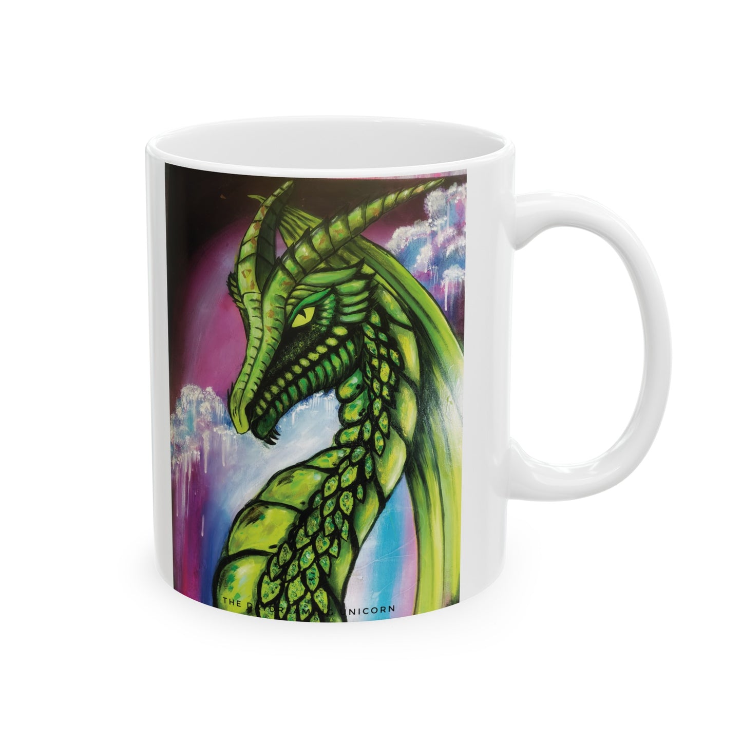 Ceramic Mug, (11oz, 15oz) Artwork Green Dragon