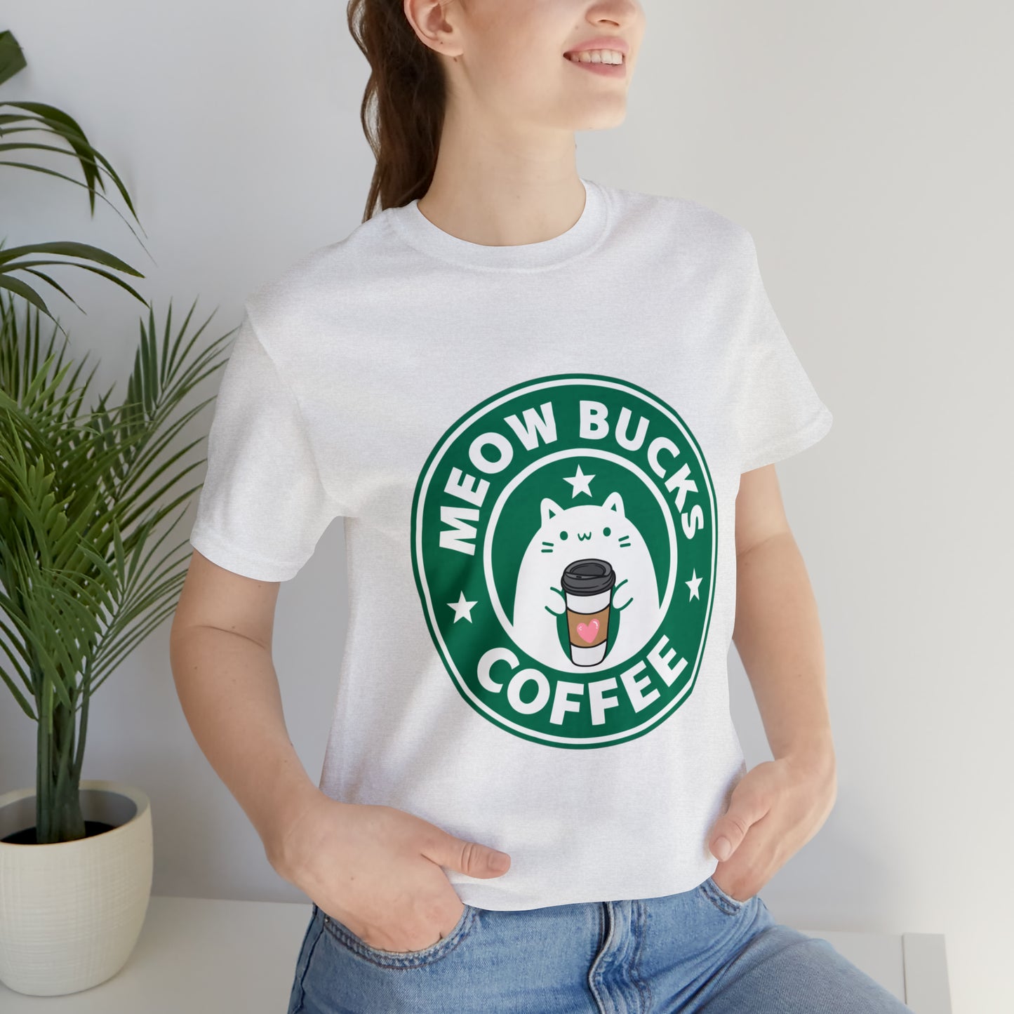 MeowBucks Coffee Unisex Jersey Short Sleeve Tee