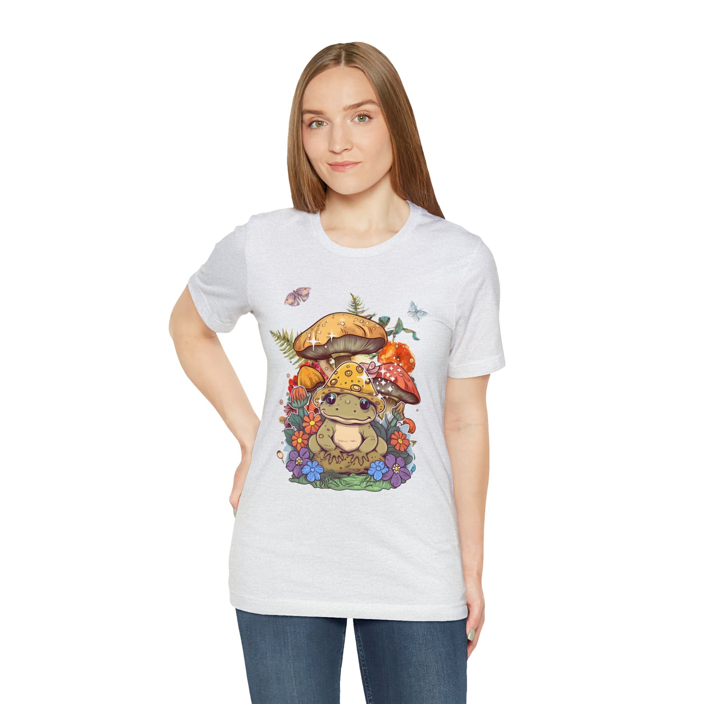 Frog and mushroom cute Unisex Jersey Short Sleeve Tee