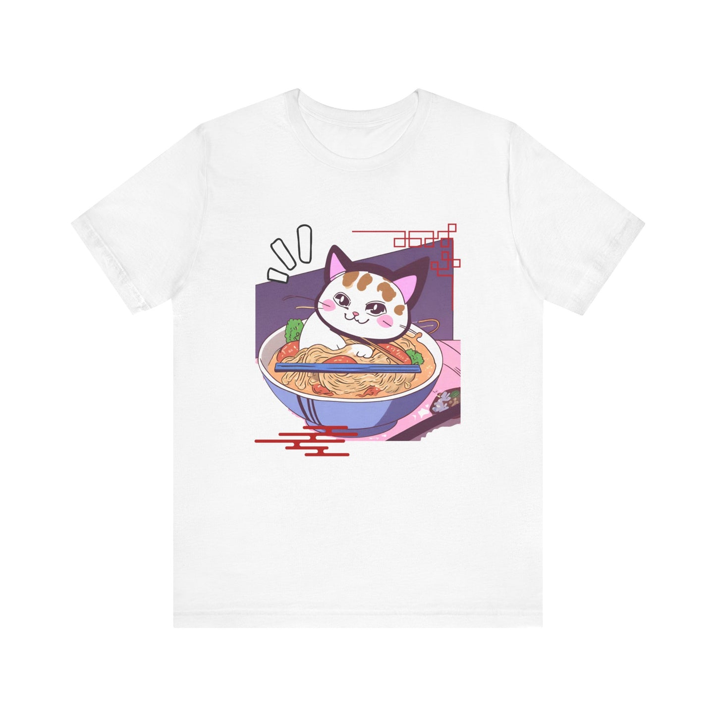 Kawaii cat with Ramen Unisex Jersey Short Sleeve Tee