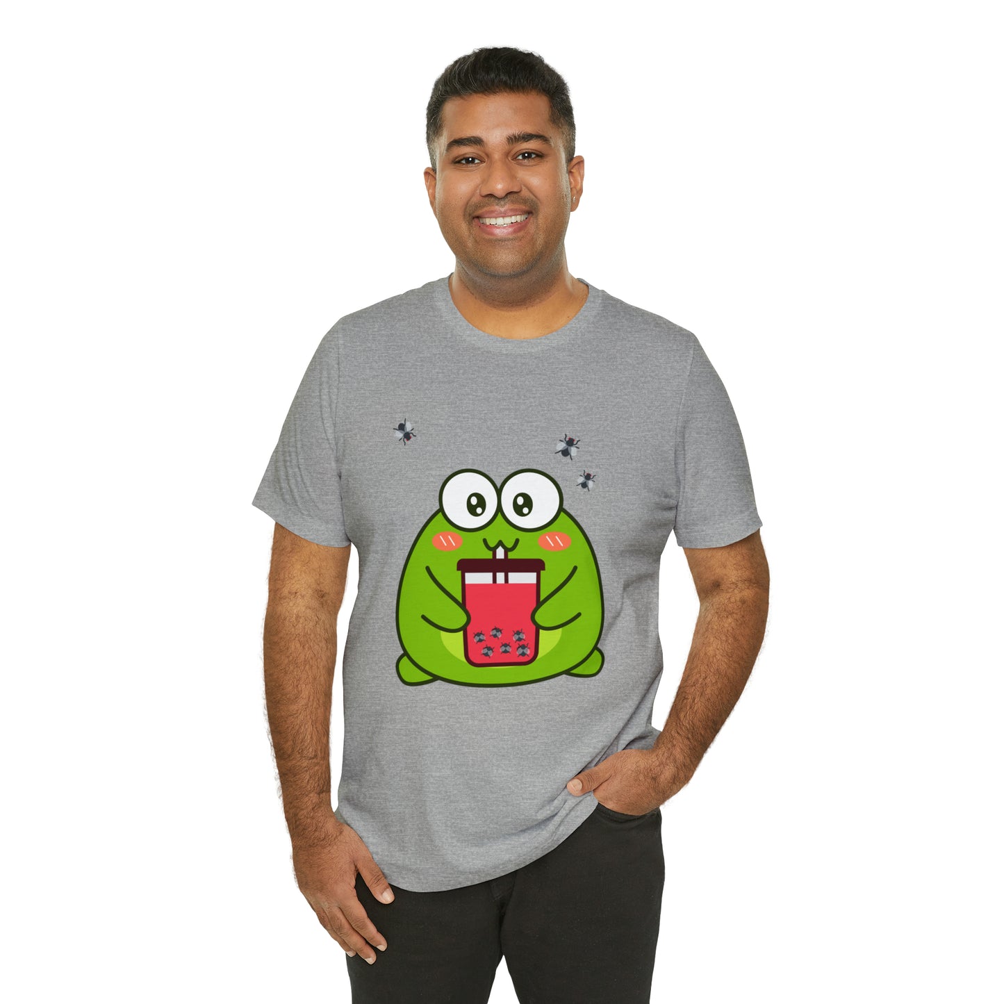 Frog loves boba tea Unisex Jersey Short Sleeve Tee