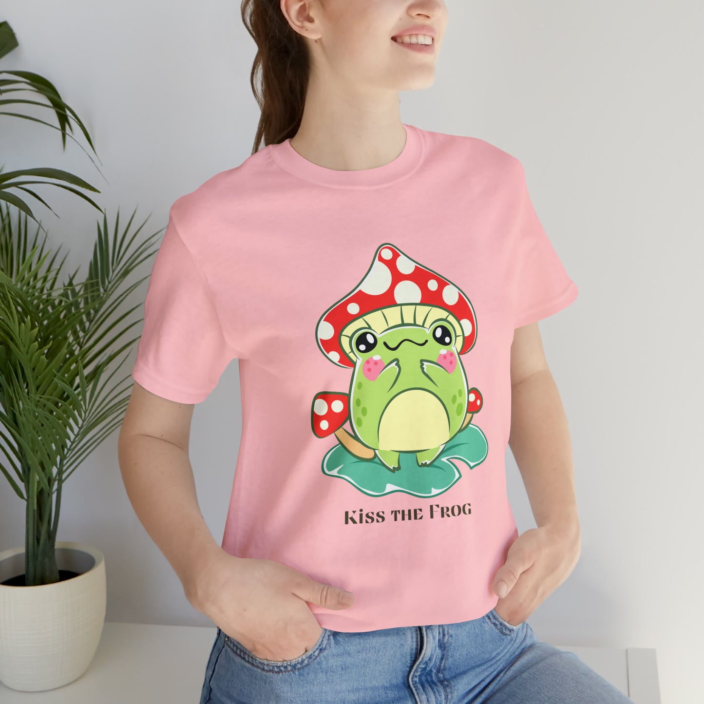 Kiss the frog kawaii cute Unisex Jersey Short Sleeve Tee