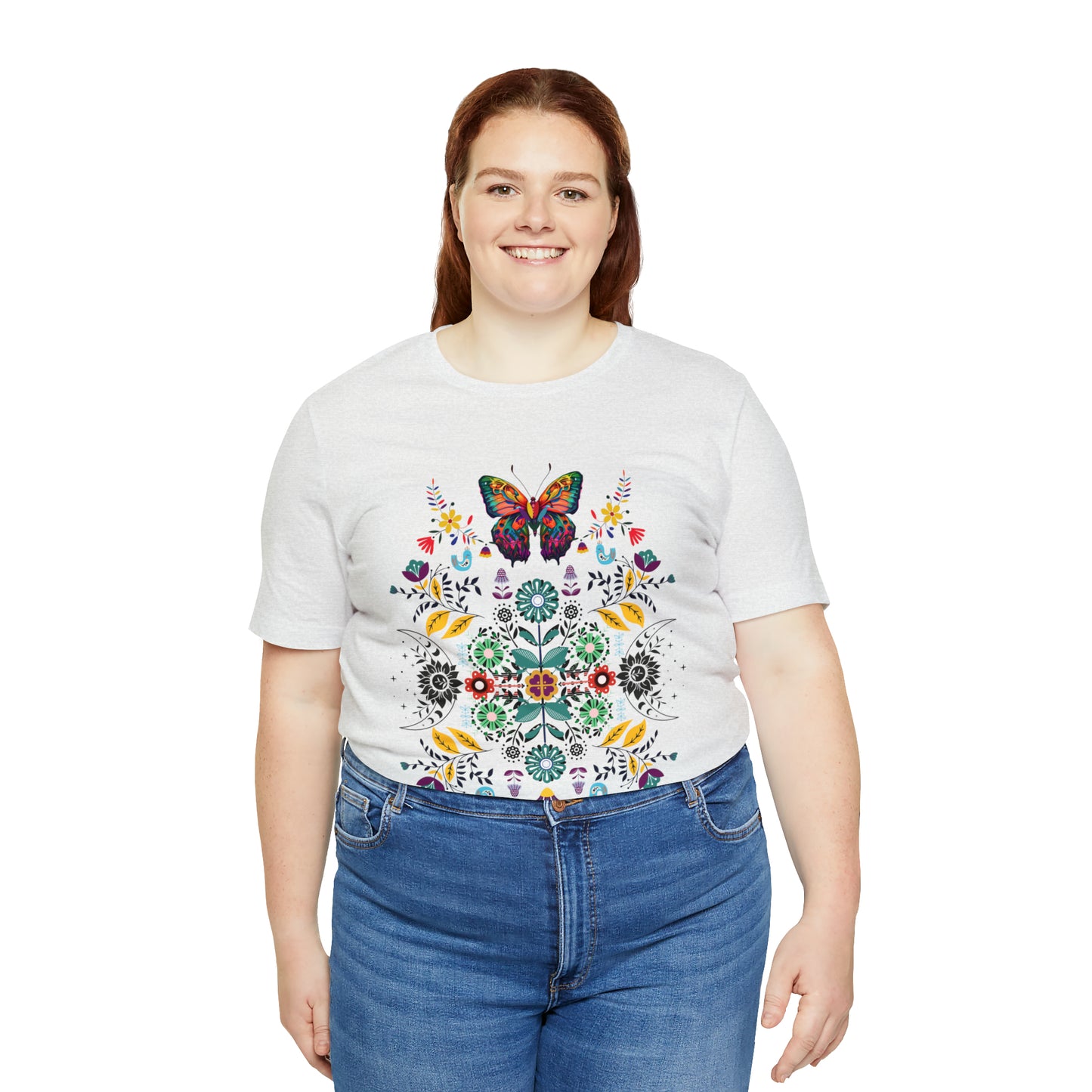 Celestial Folk art butterfly Unisex Jersey Short Sleeve Tee