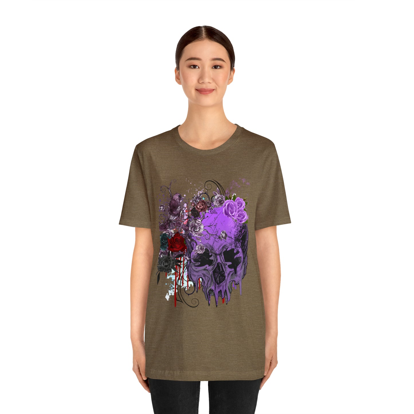 Halloween skull purple Unisex Jersey Short Sleeve Tee