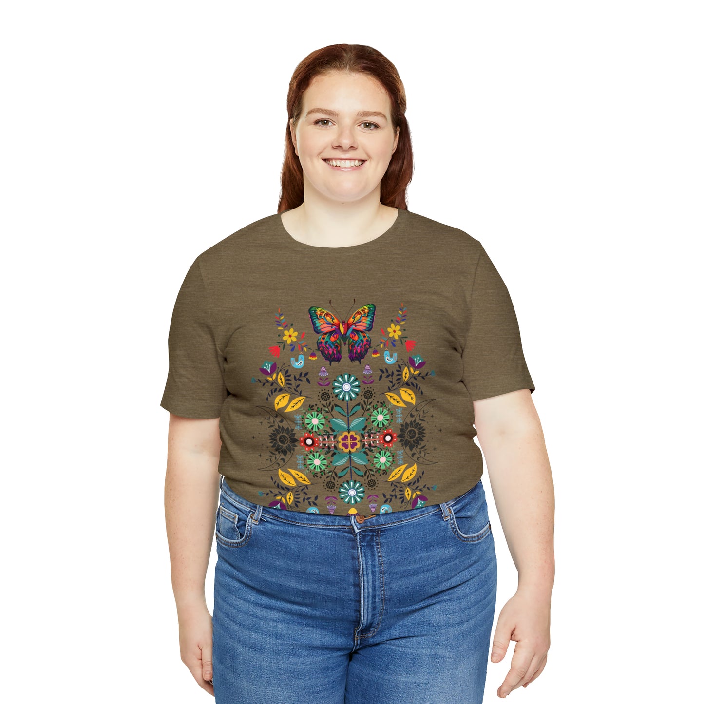 Celestial Folk art butterfly Unisex Jersey Short Sleeve Tee