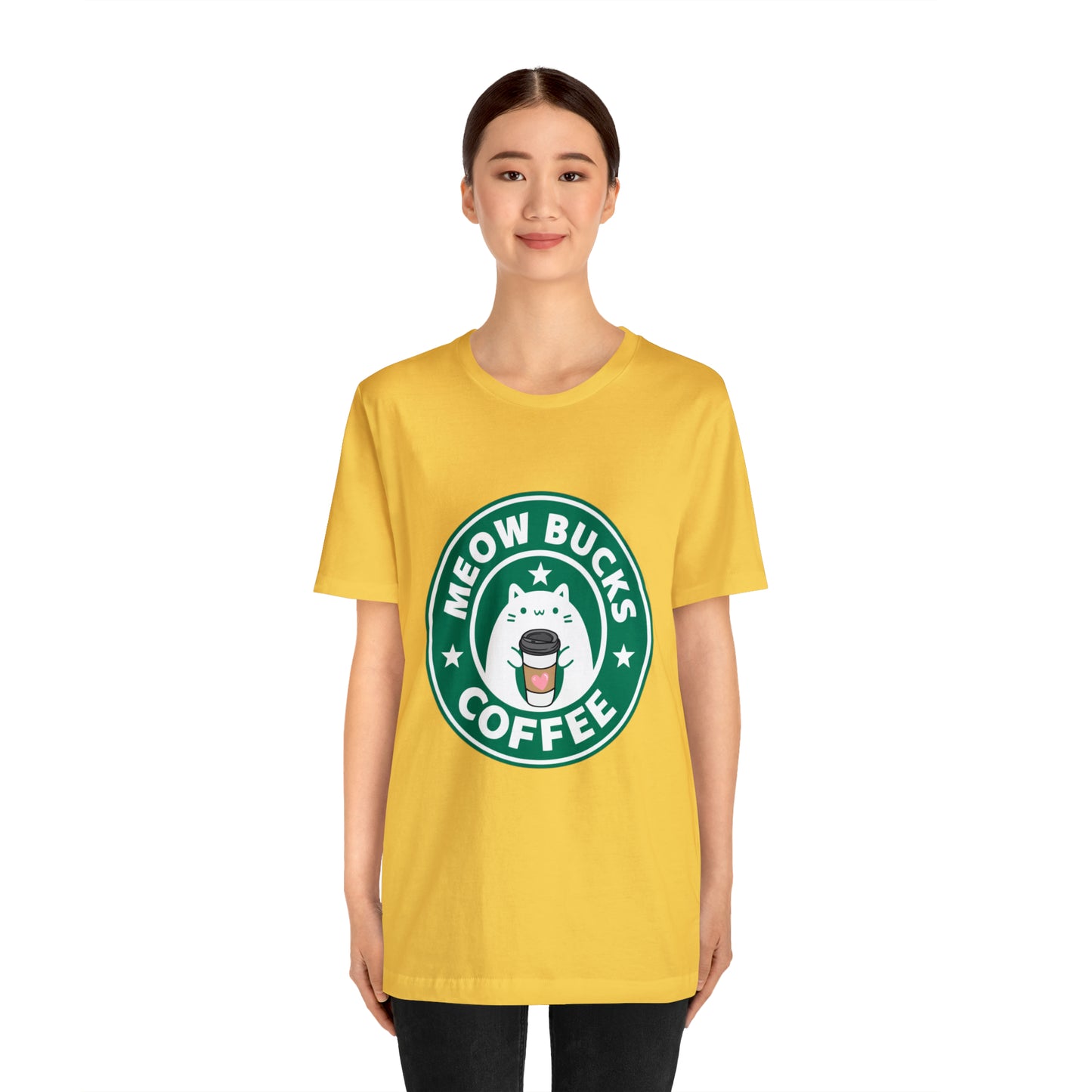 MeowBucks Coffee Unisex Jersey Short Sleeve Tee