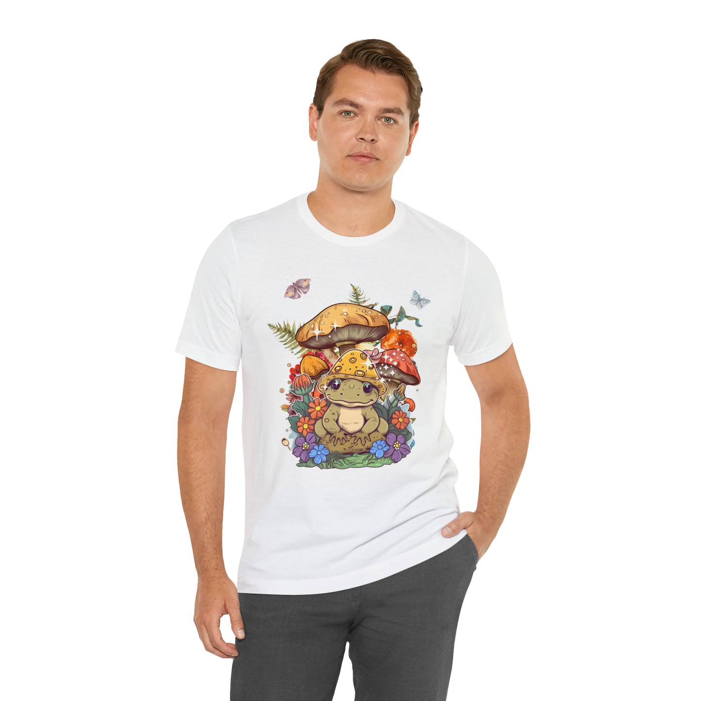 Frog and mushroom cute Unisex Jersey Short Sleeve Tee