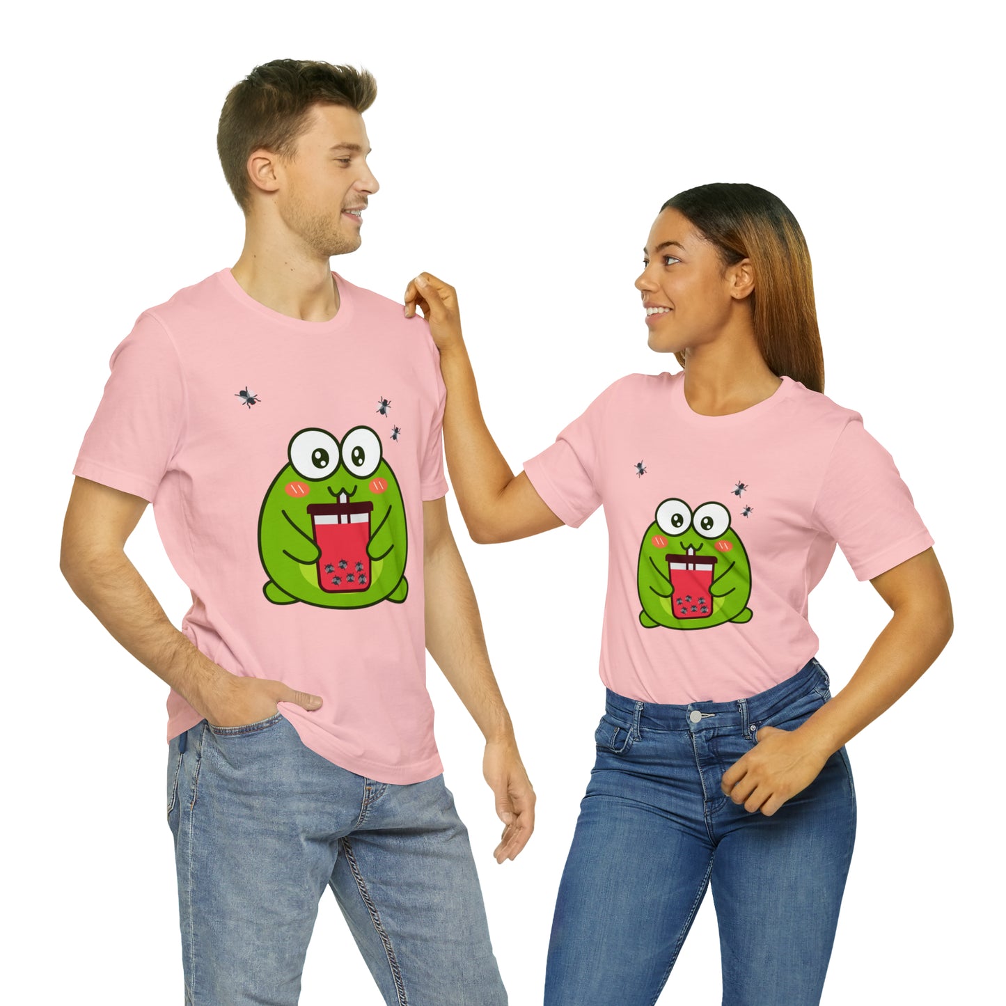 Frog loves boba tea Unisex Jersey Short Sleeve Tee