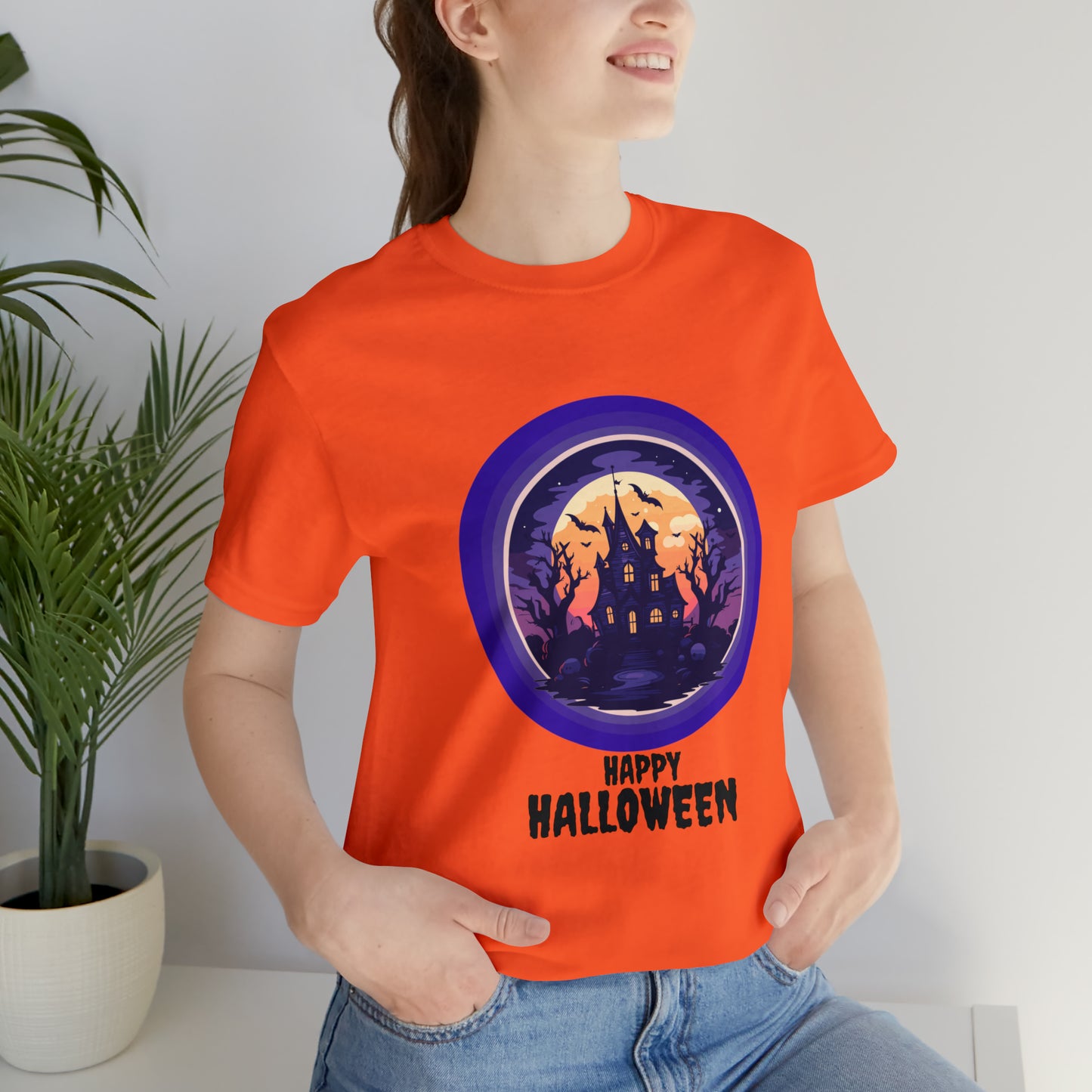 Halloween haunted house Unisex Jersey Short Sleeve Tee