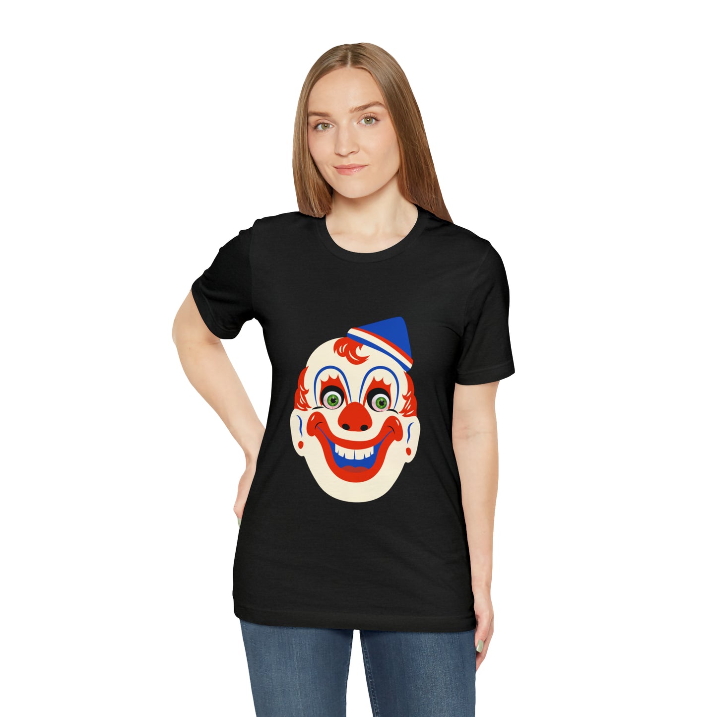 Halloween creepy clown mask Unisex Jersey Short Sleeve Tee