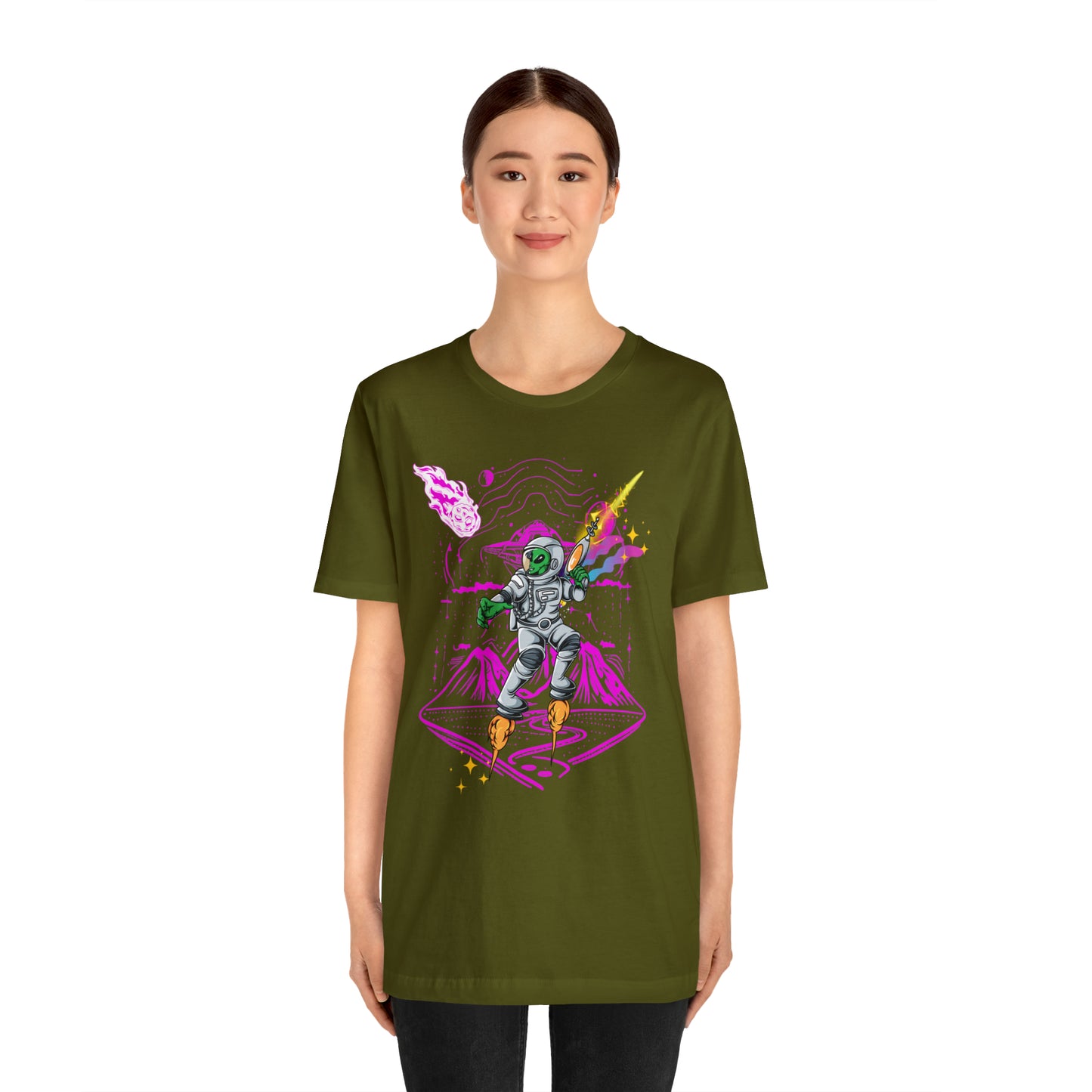 Alien and ray gun Unisex Jersey Short Sleeve Tee