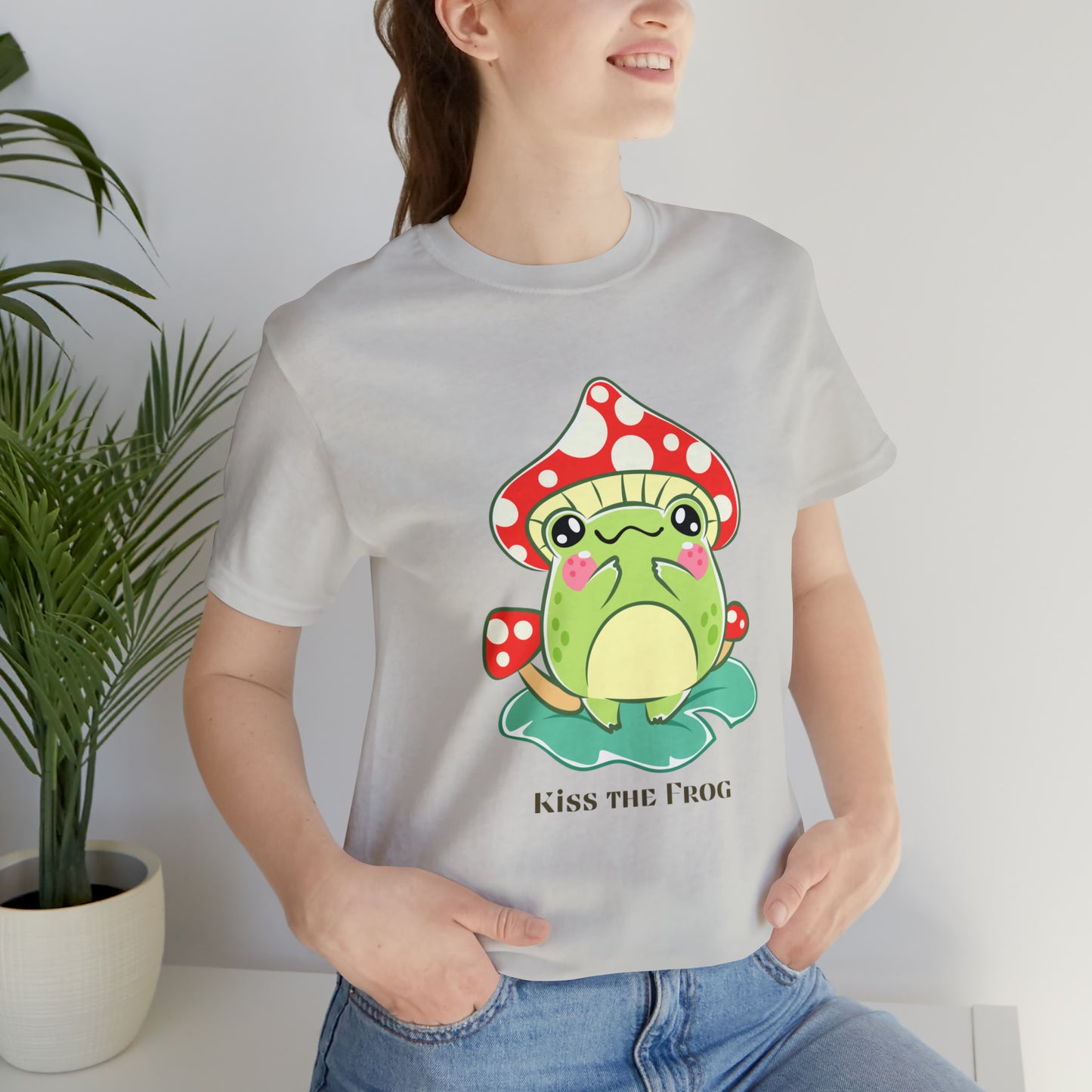 Kiss the frog kawaii cute Unisex Jersey Short Sleeve Tee