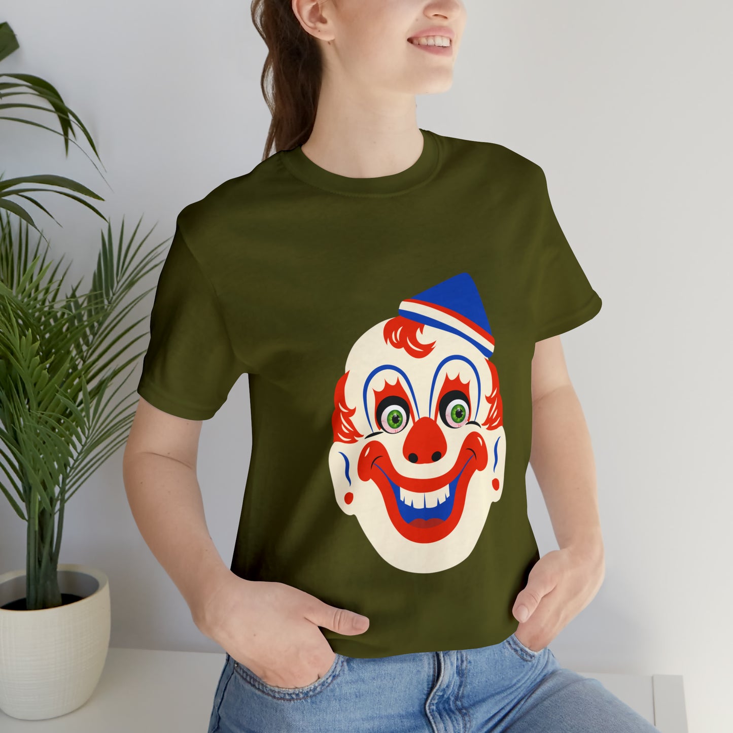 Halloween creepy clown mask Unisex Jersey Short Sleeve Tee