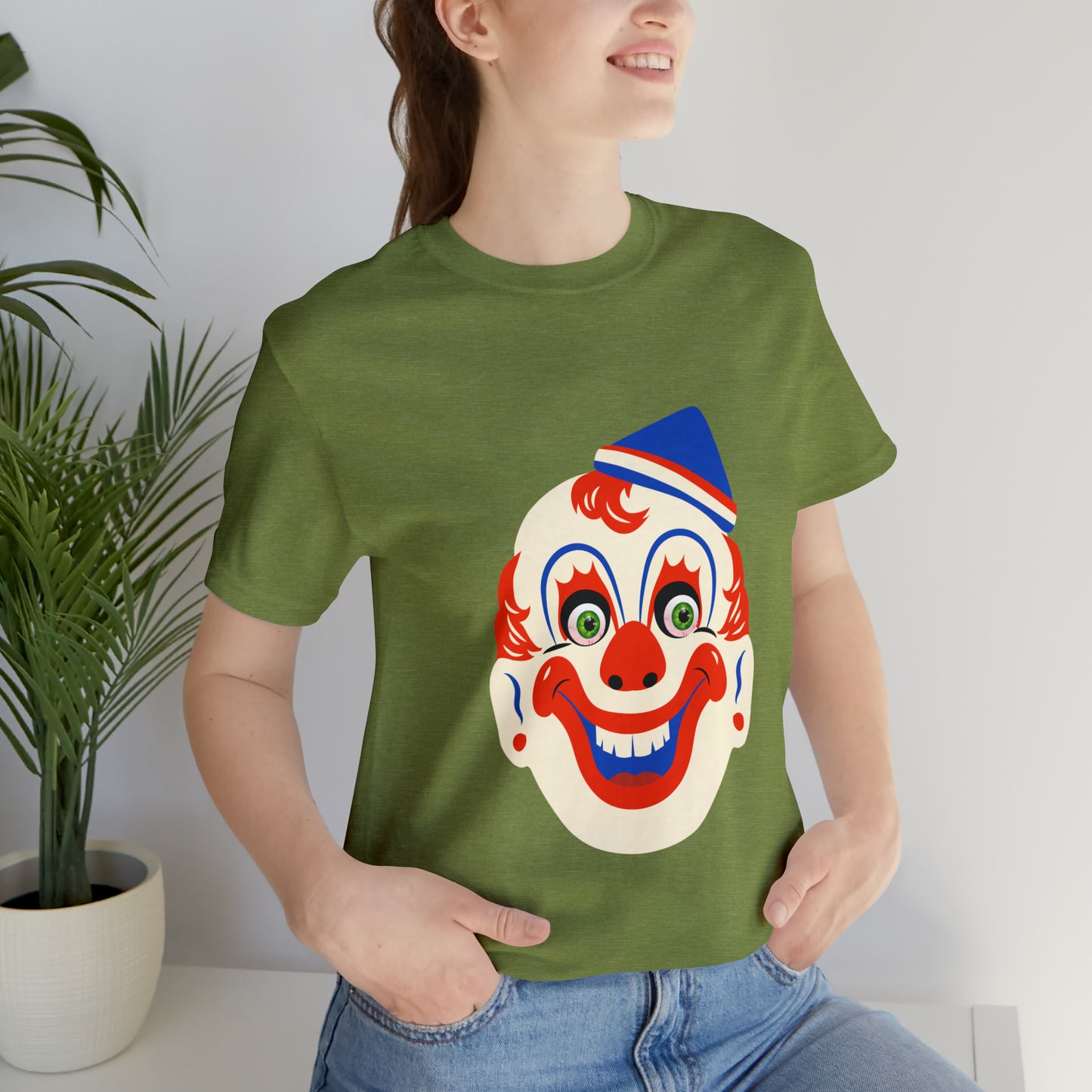 Halloween creepy clown mask Unisex Jersey Short Sleeve Tee