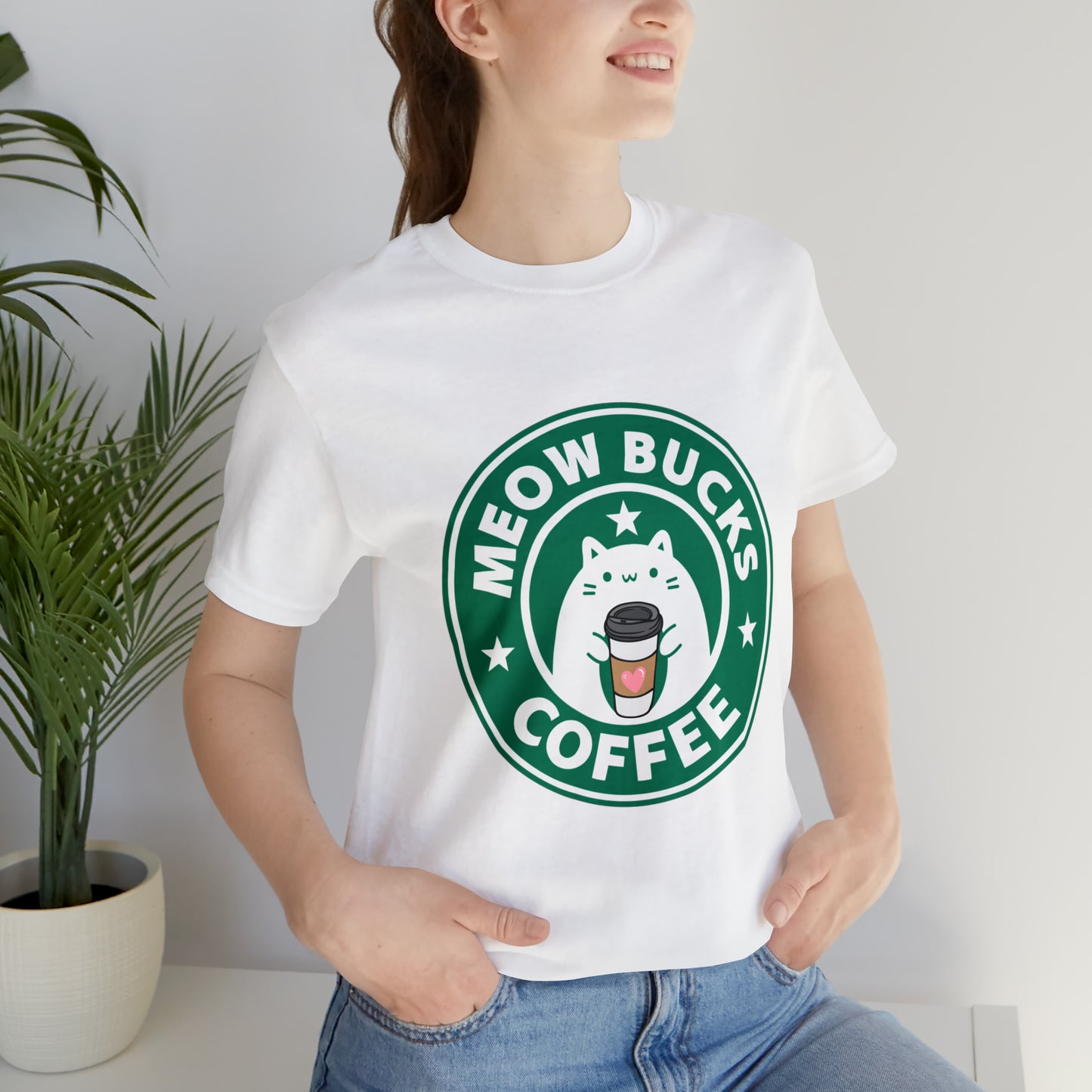 MeowBucks Coffee Unisex Jersey Short Sleeve Tee