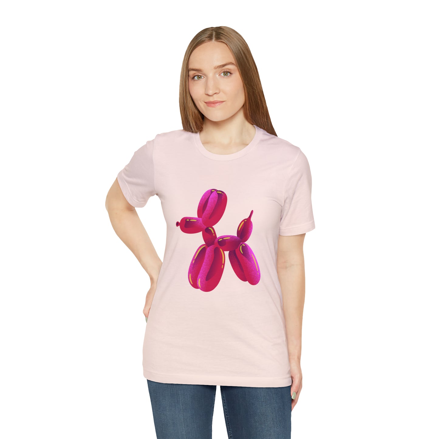 Dog balloon pink Unisex Jersey Short Sleeve Tee