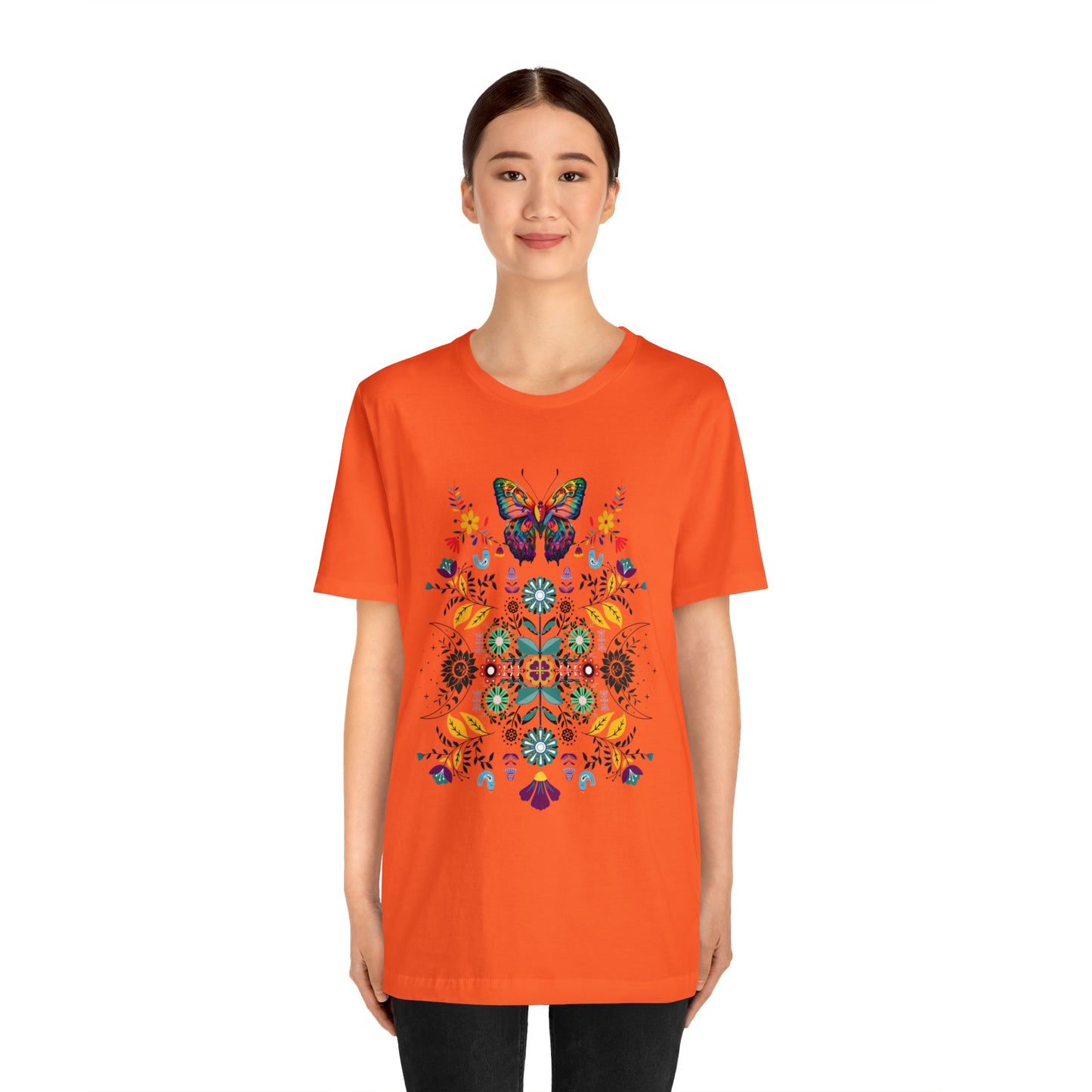 Celestial Folk art butterfly Unisex Jersey Short Sleeve Tee