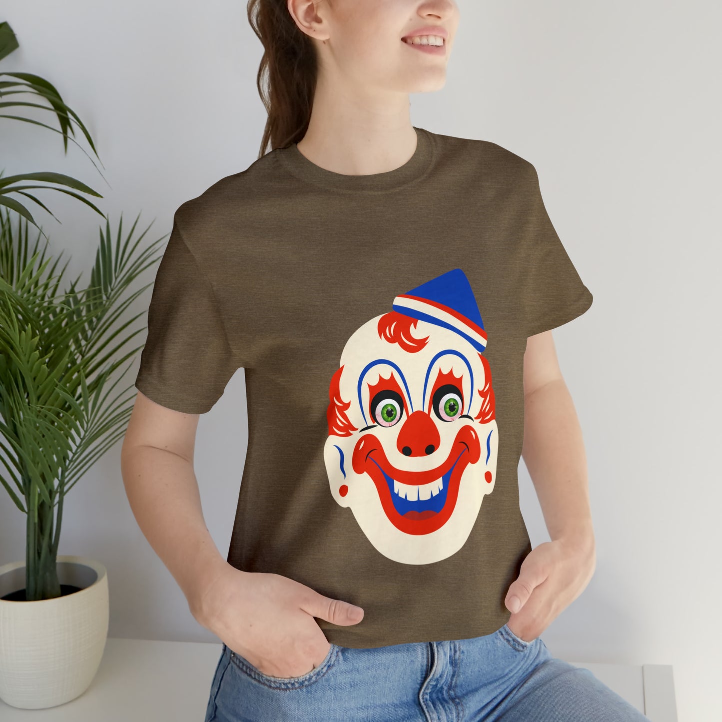 Halloween creepy clown mask Unisex Jersey Short Sleeve Tee