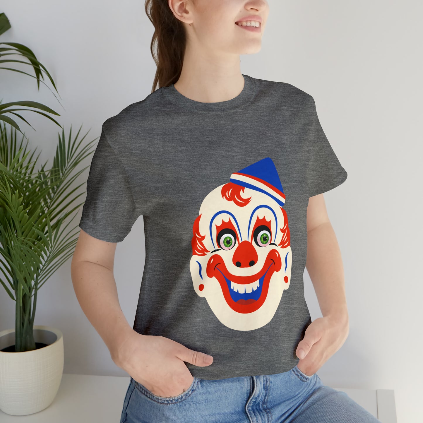 Halloween creepy clown mask Unisex Jersey Short Sleeve Tee