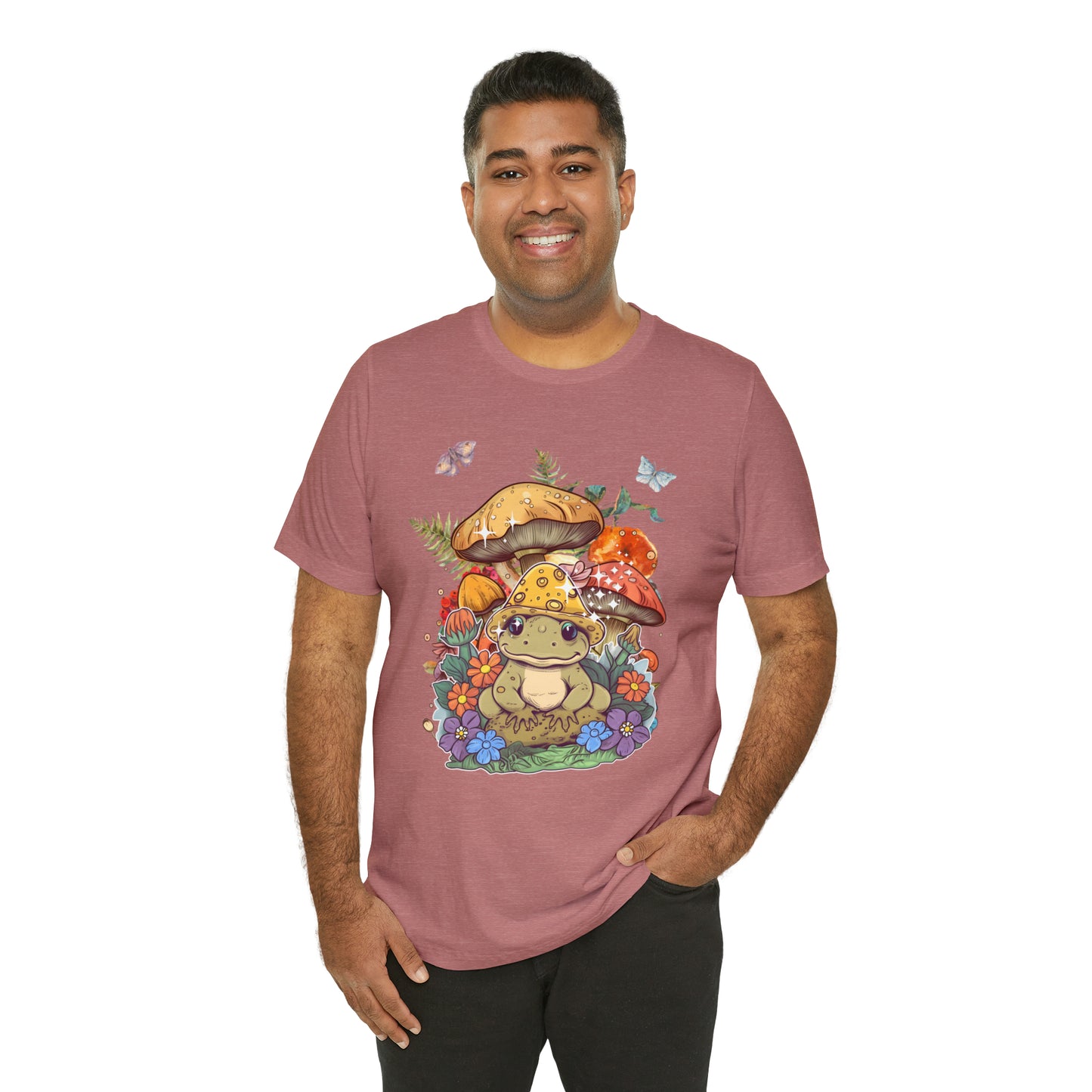 Frog and mushroom cute Unisex Jersey Short Sleeve Tee