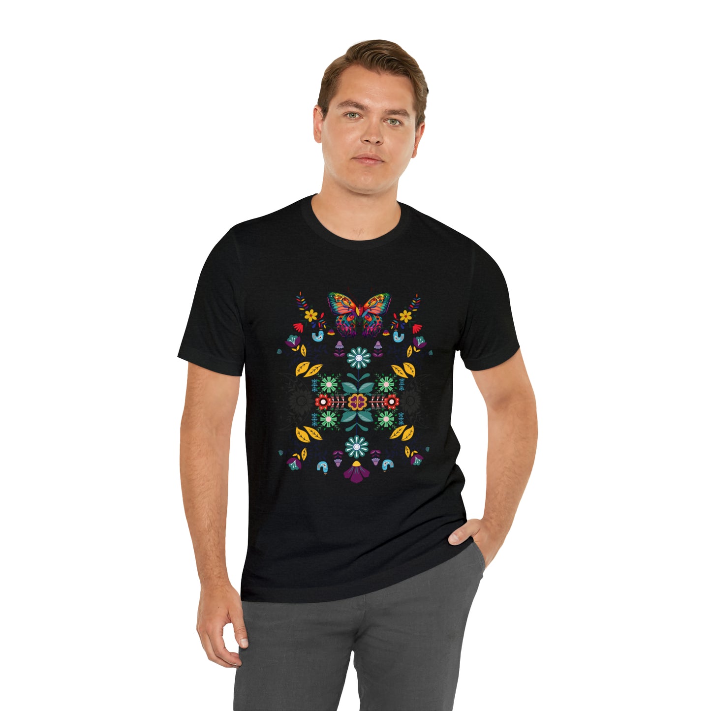 Celestial Folk art butterfly Unisex Jersey Short Sleeve Tee