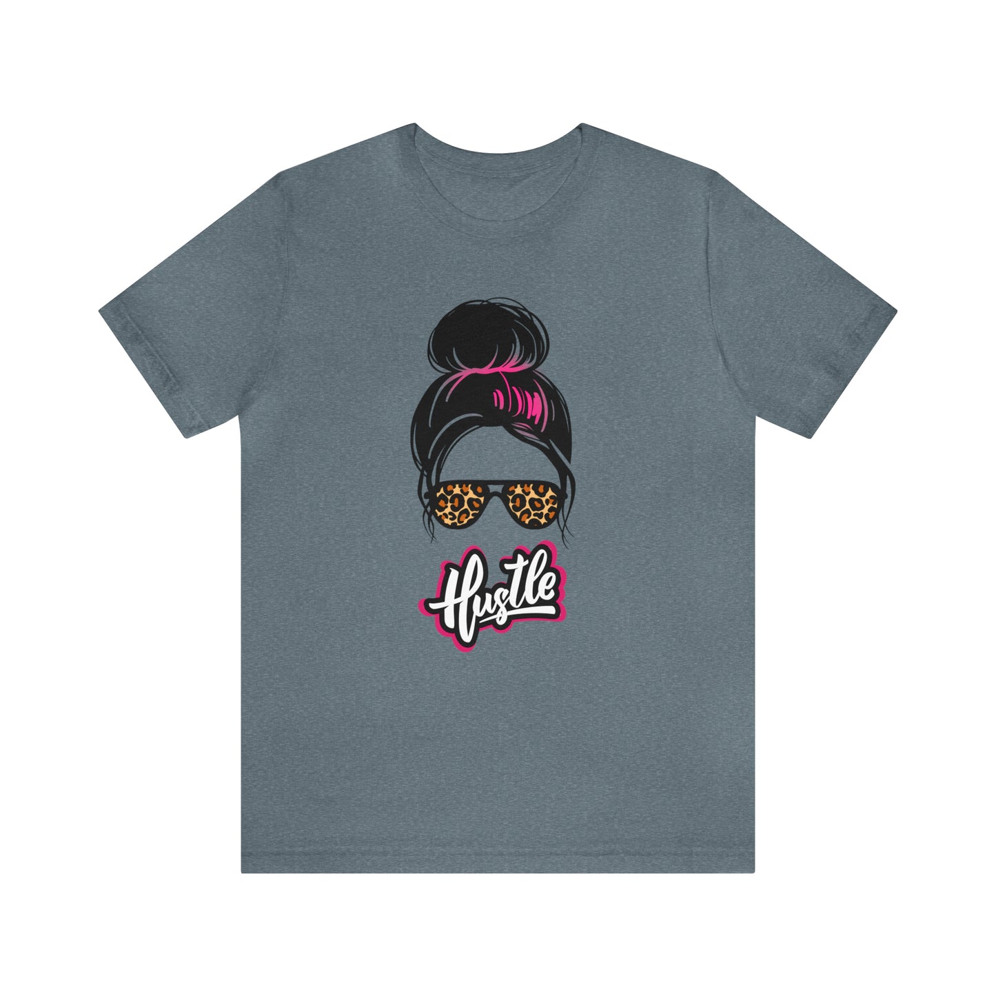 Hustle messy bun pink Unisex Jersey Short Sleeve Tee