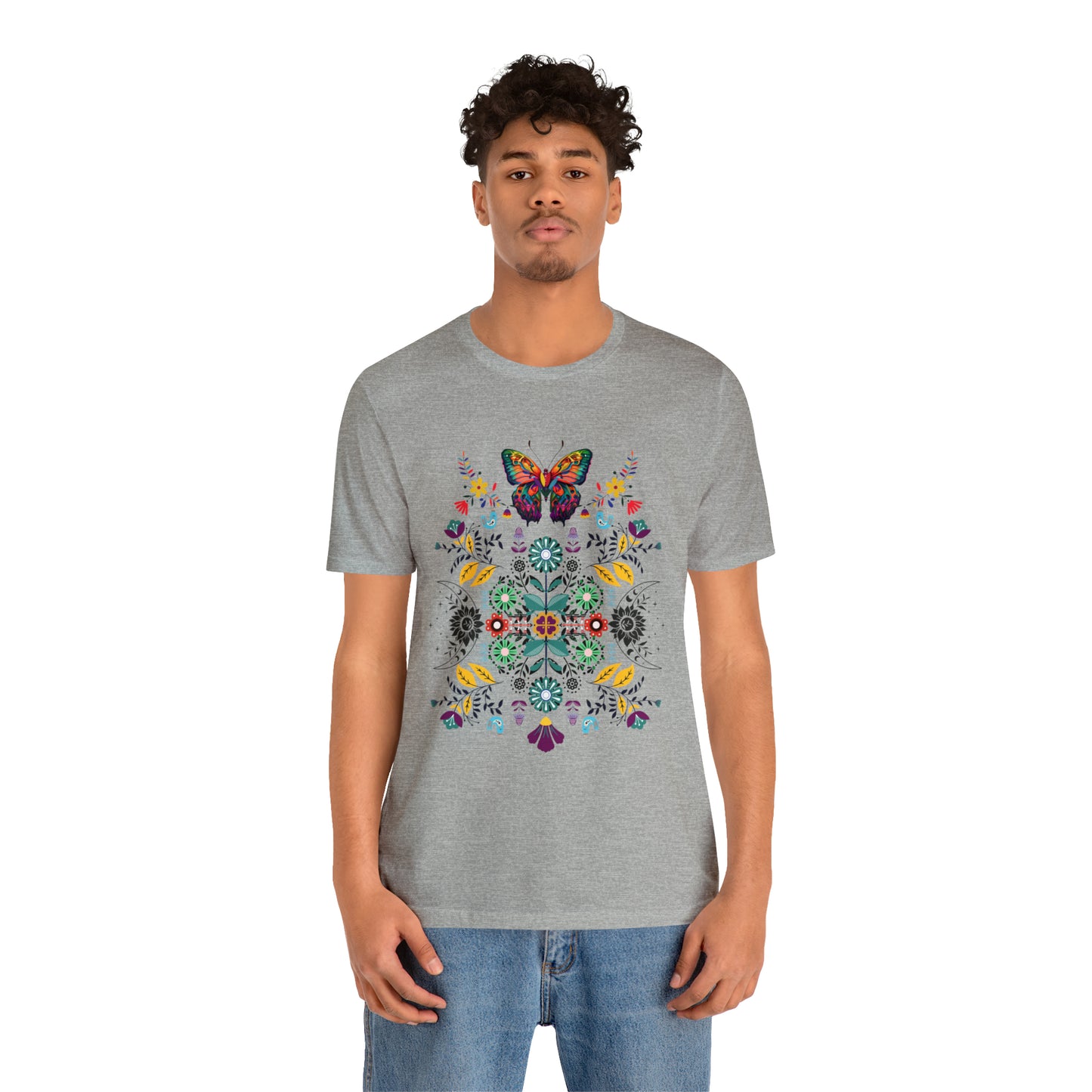 Celestial Folk art butterfly Unisex Jersey Short Sleeve Tee