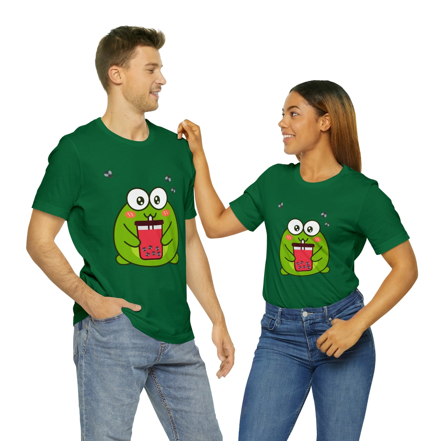 Frog loves boba tea Unisex Jersey Short Sleeve Tee