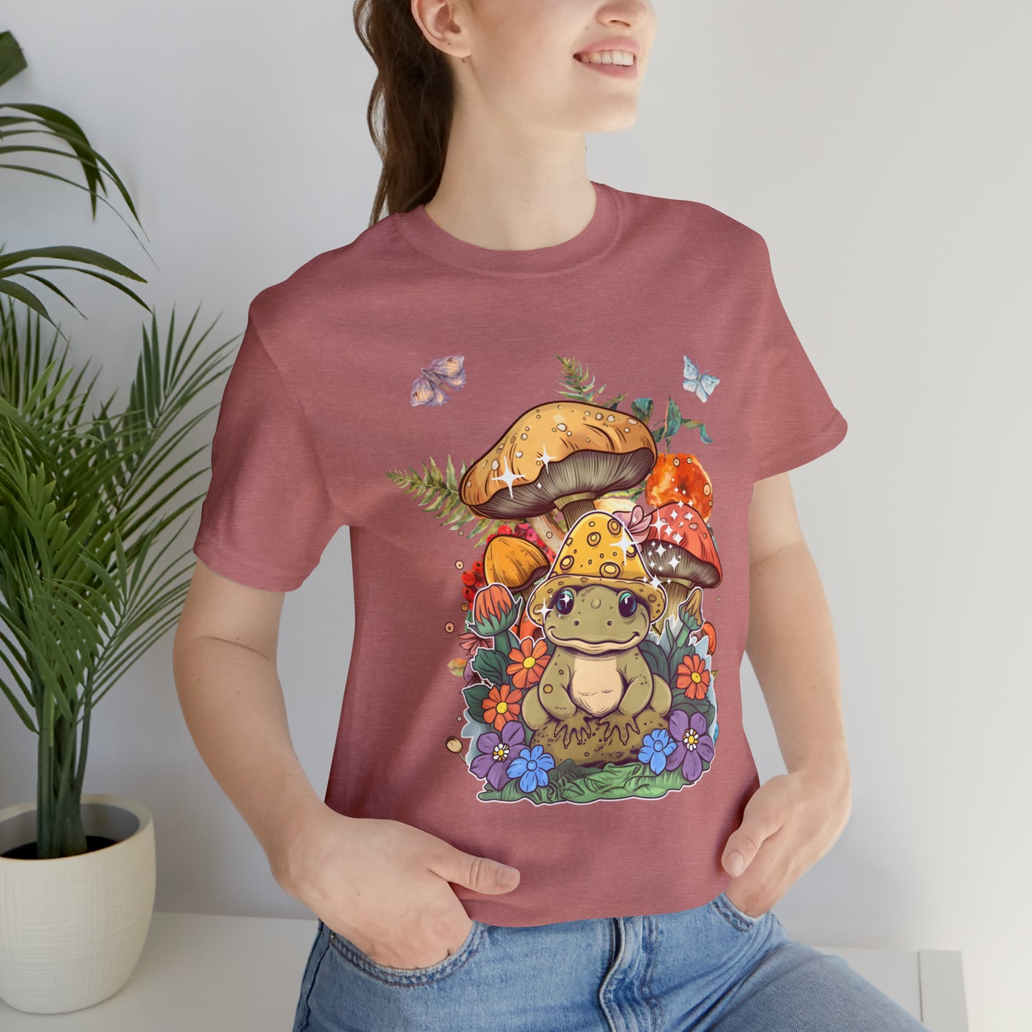 Frog and mushroom cute Unisex Jersey Short Sleeve Tee