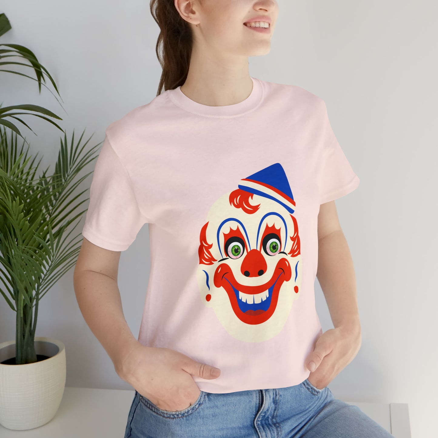 Halloween creepy clown mask Unisex Jersey Short Sleeve Tee