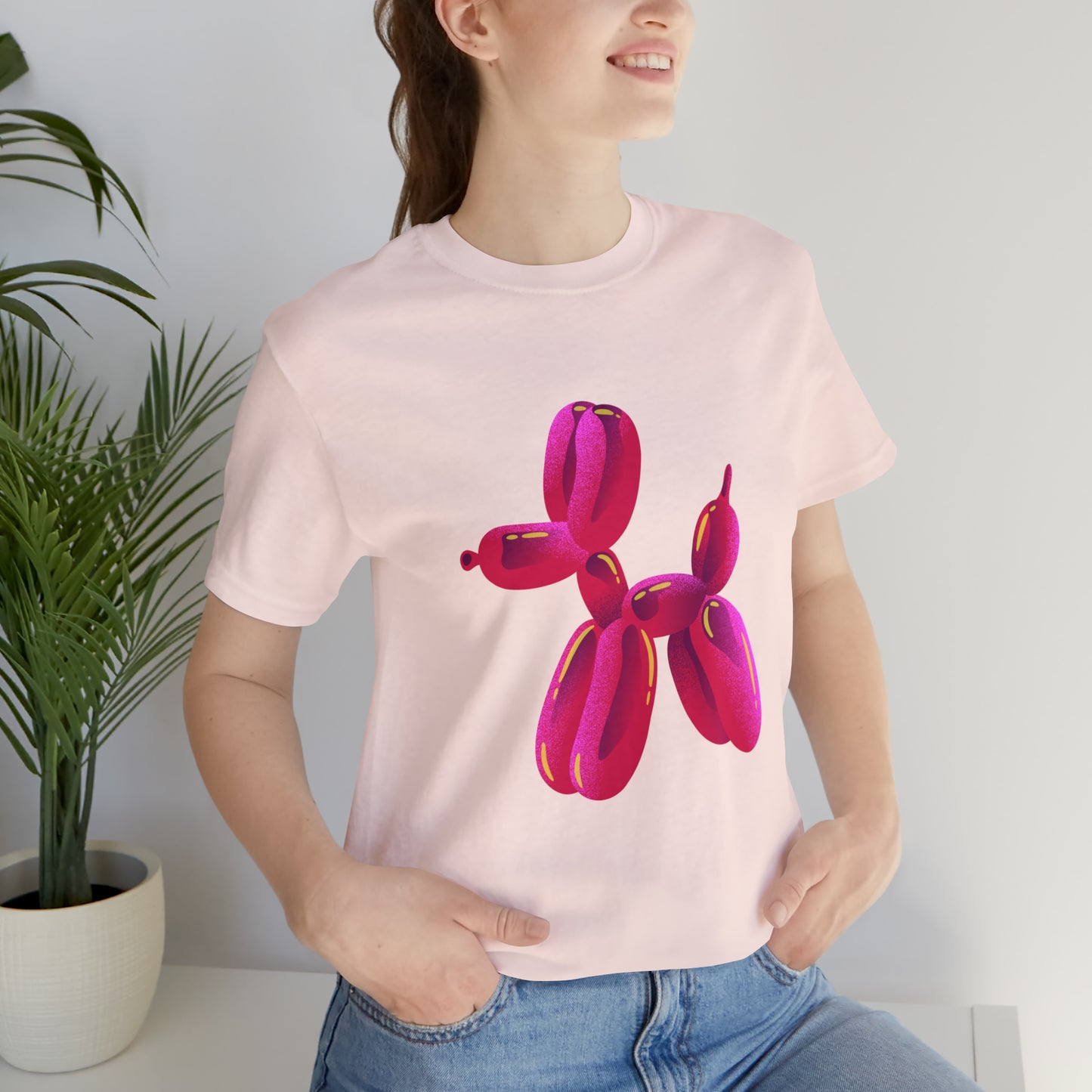 Dog balloon pink Unisex Jersey Short Sleeve Tee