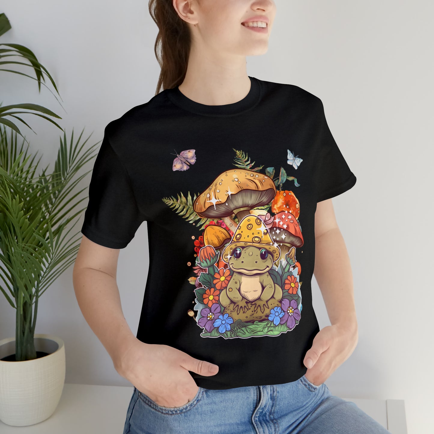 Frog and mushroom cute Unisex Jersey Short Sleeve Tee