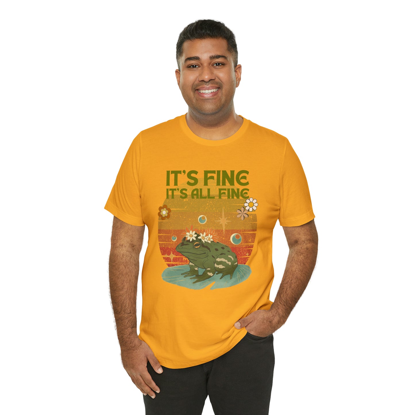 It's fine, it's all fine Cottage Frog Unisex Jersey Short Sleeve Tee