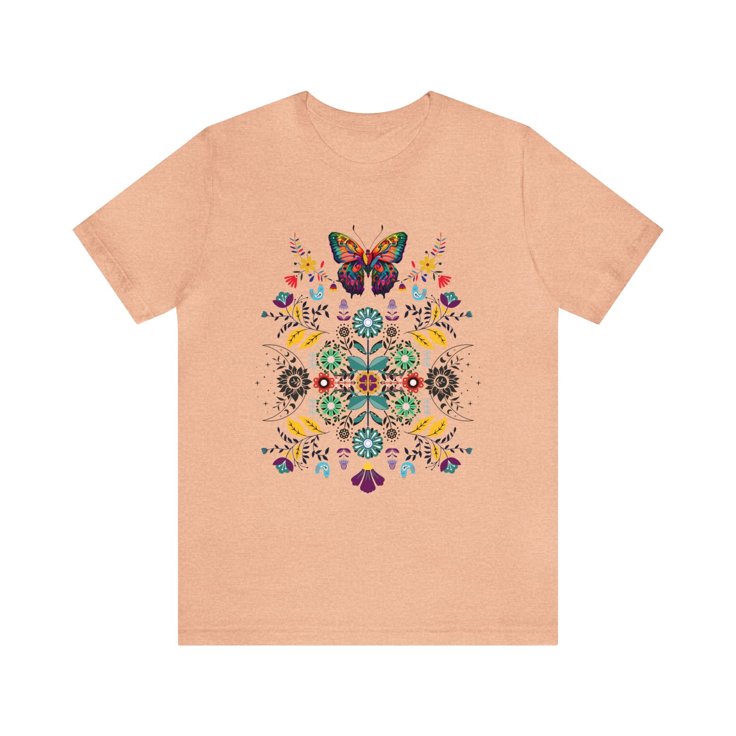 Celestial Folk art butterfly Unisex Jersey Short Sleeve Tee