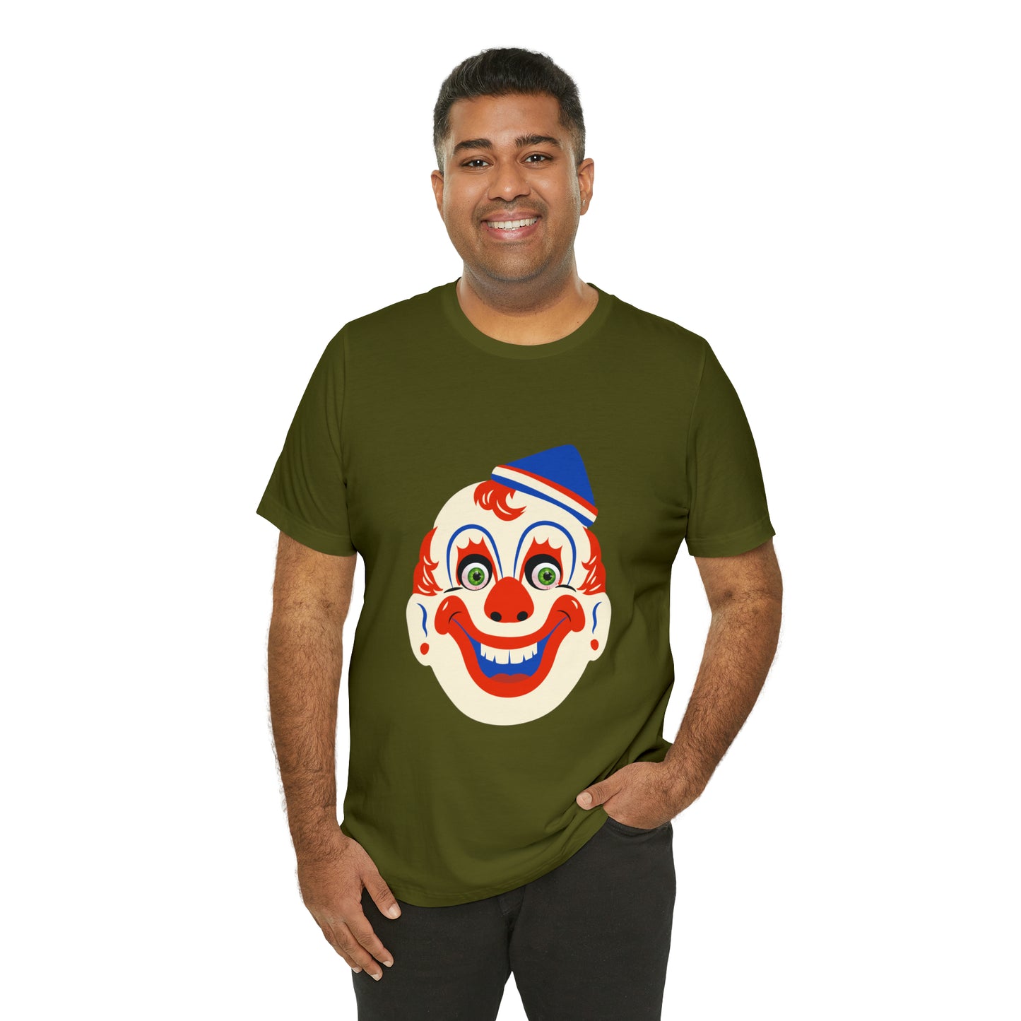 Halloween creepy clown mask Unisex Jersey Short Sleeve Tee