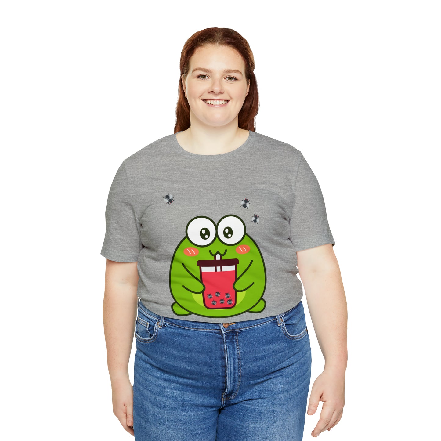 Frog loves boba tea Unisex Jersey Short Sleeve Tee