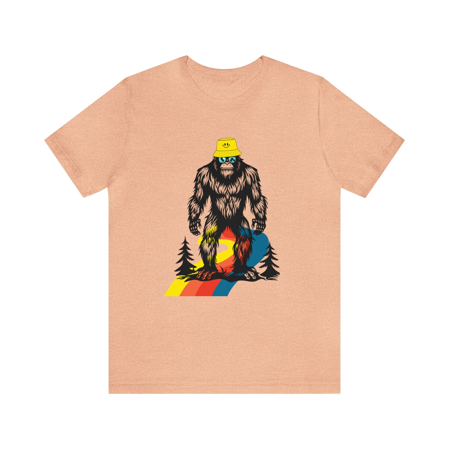 Bigfoot with smiley face hat Unisex Jersey Short Sleeve Tee