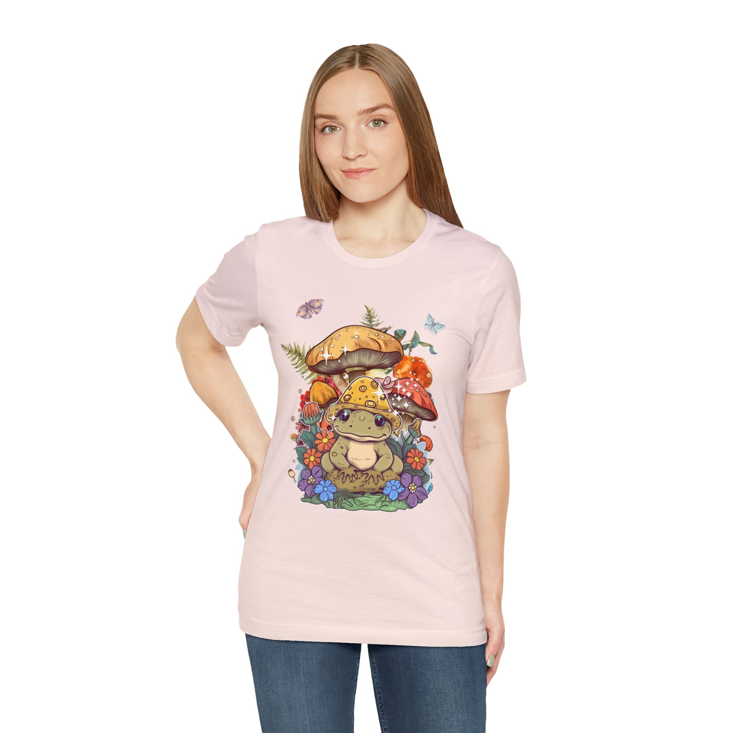 Frog and mushroom cute Unisex Jersey Short Sleeve Tee