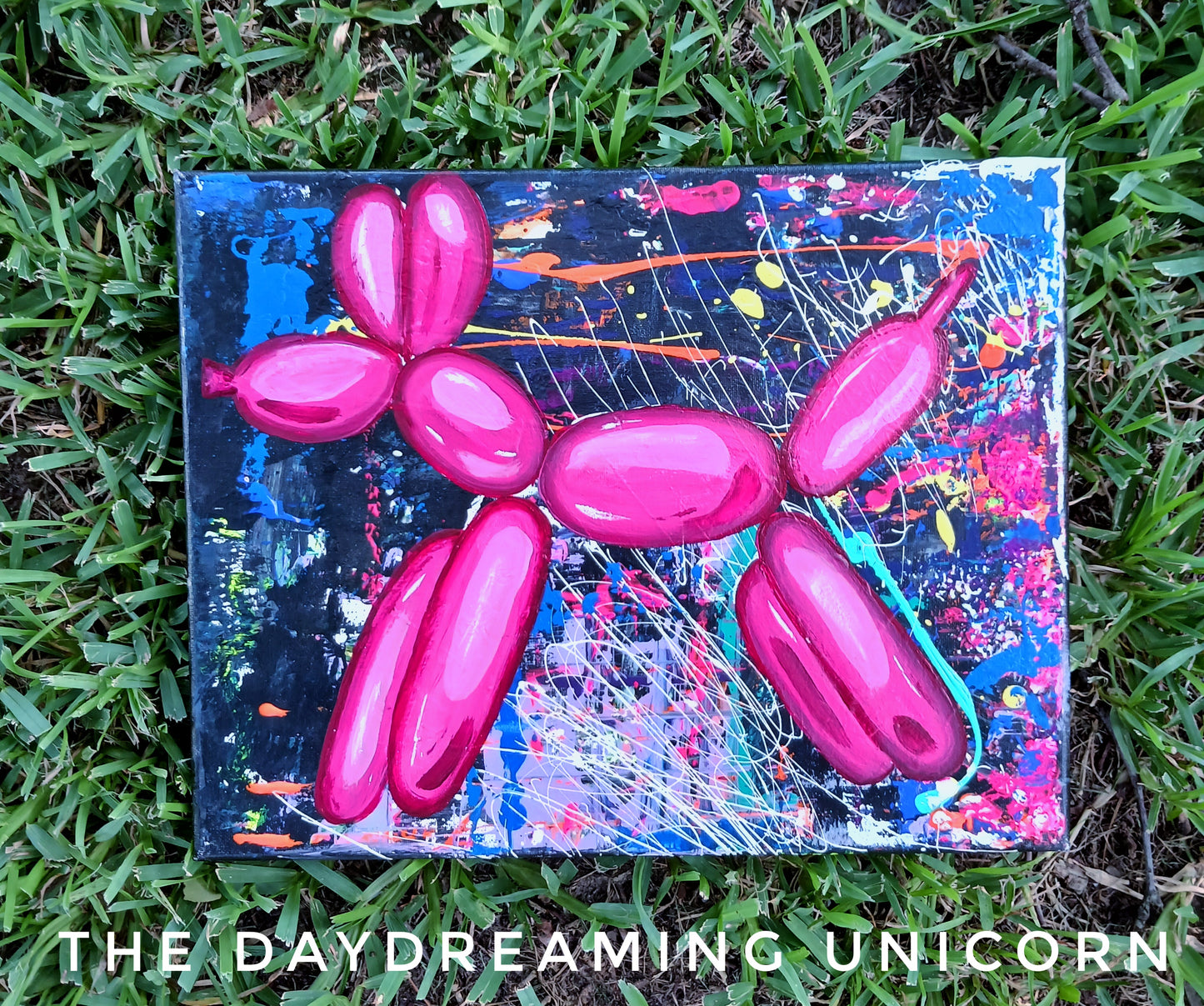 Dog balloon painting 11 x 14 Canvas