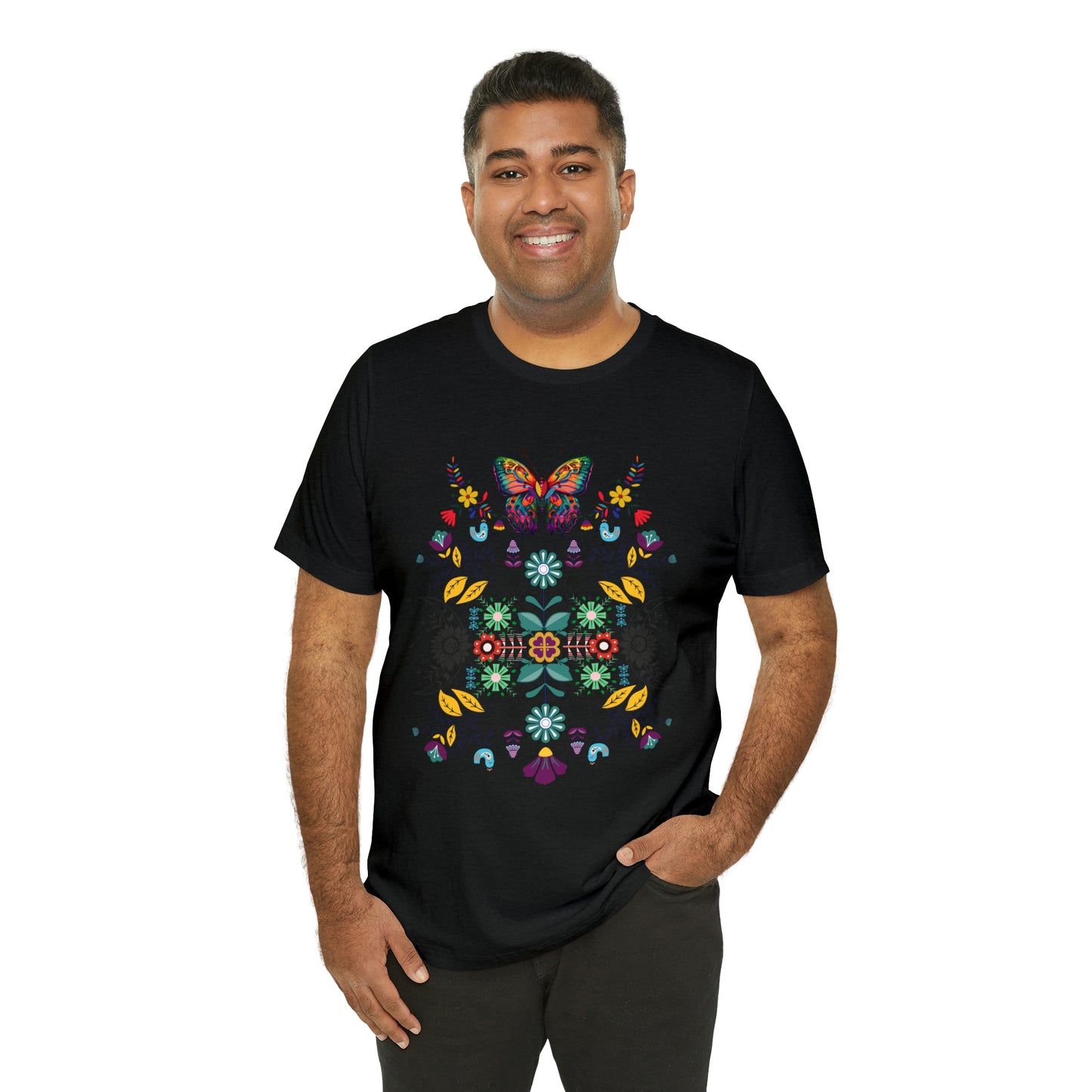 Celestial Folk art butterfly Unisex Jersey Short Sleeve Tee