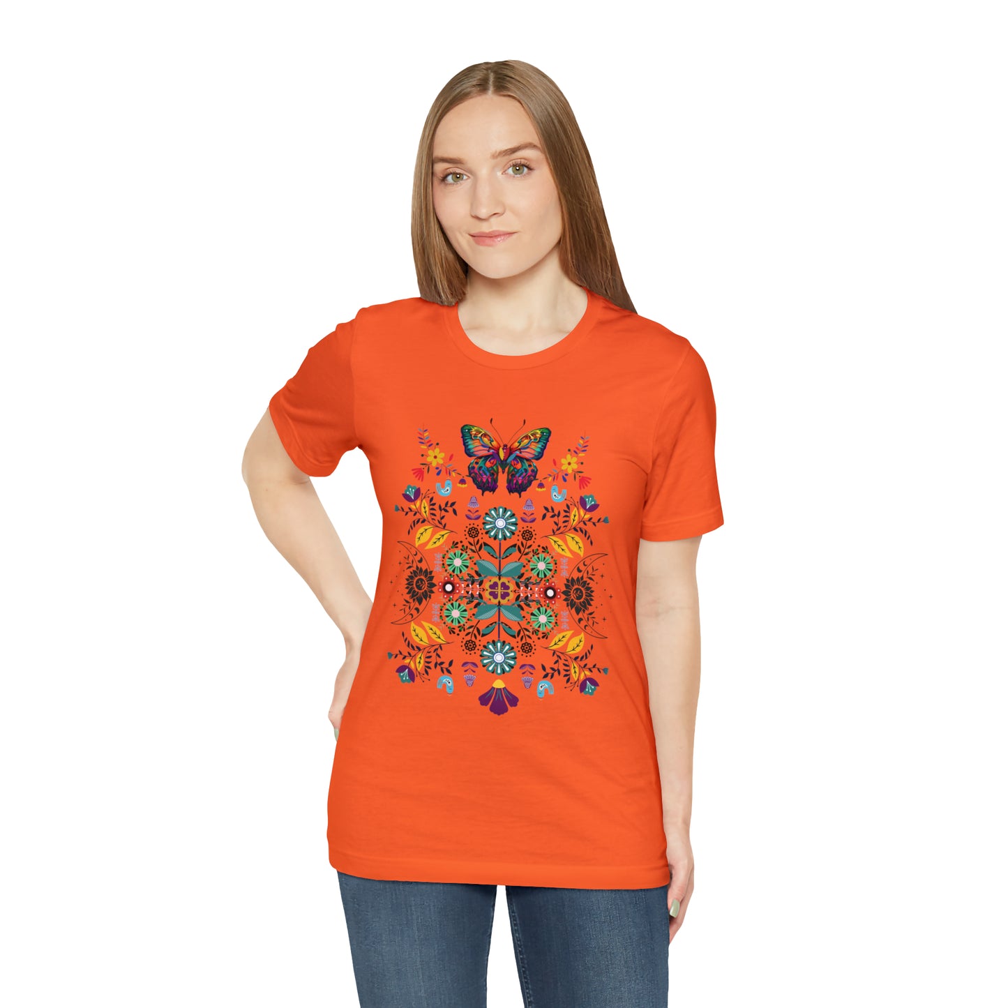 Celestial Folk art butterfly Unisex Jersey Short Sleeve Tee