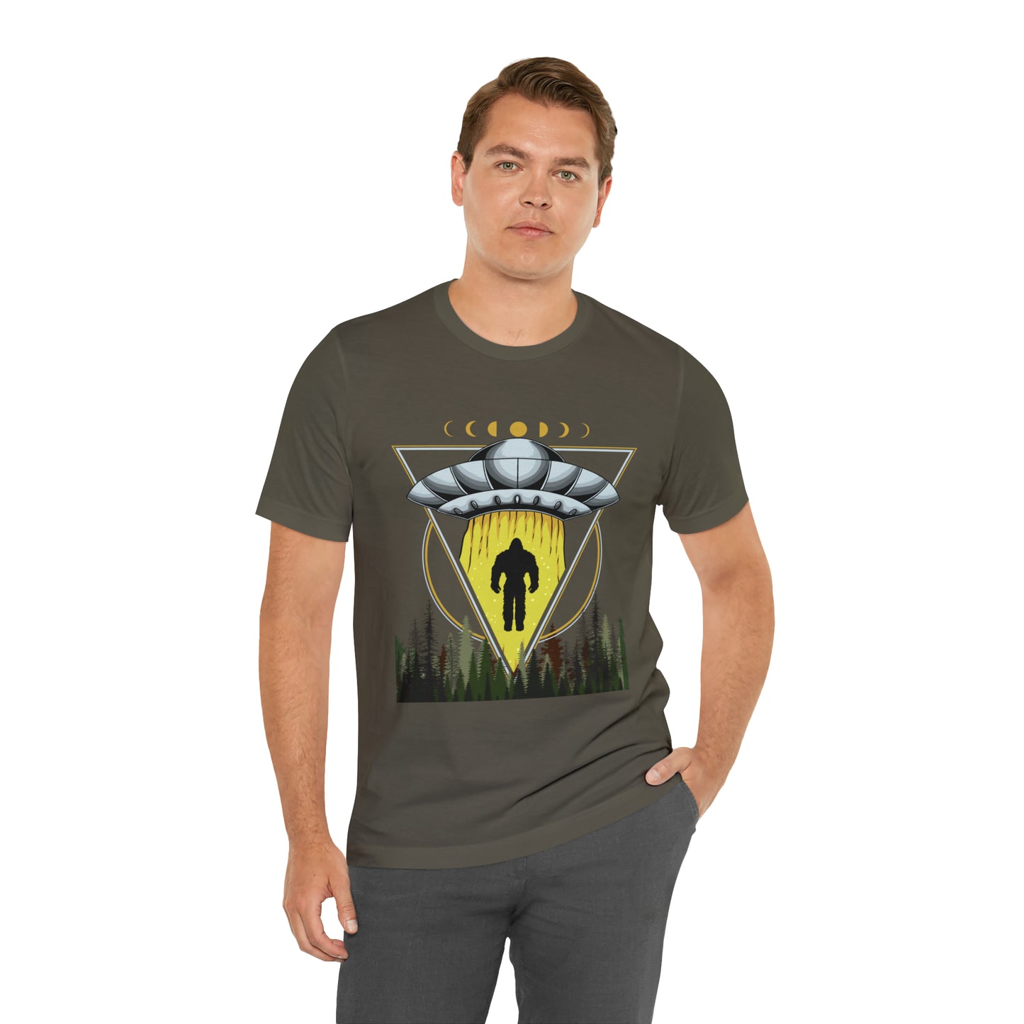 Bigfoot UFO Abduction Unisex Jersey Short Sleeve Tee