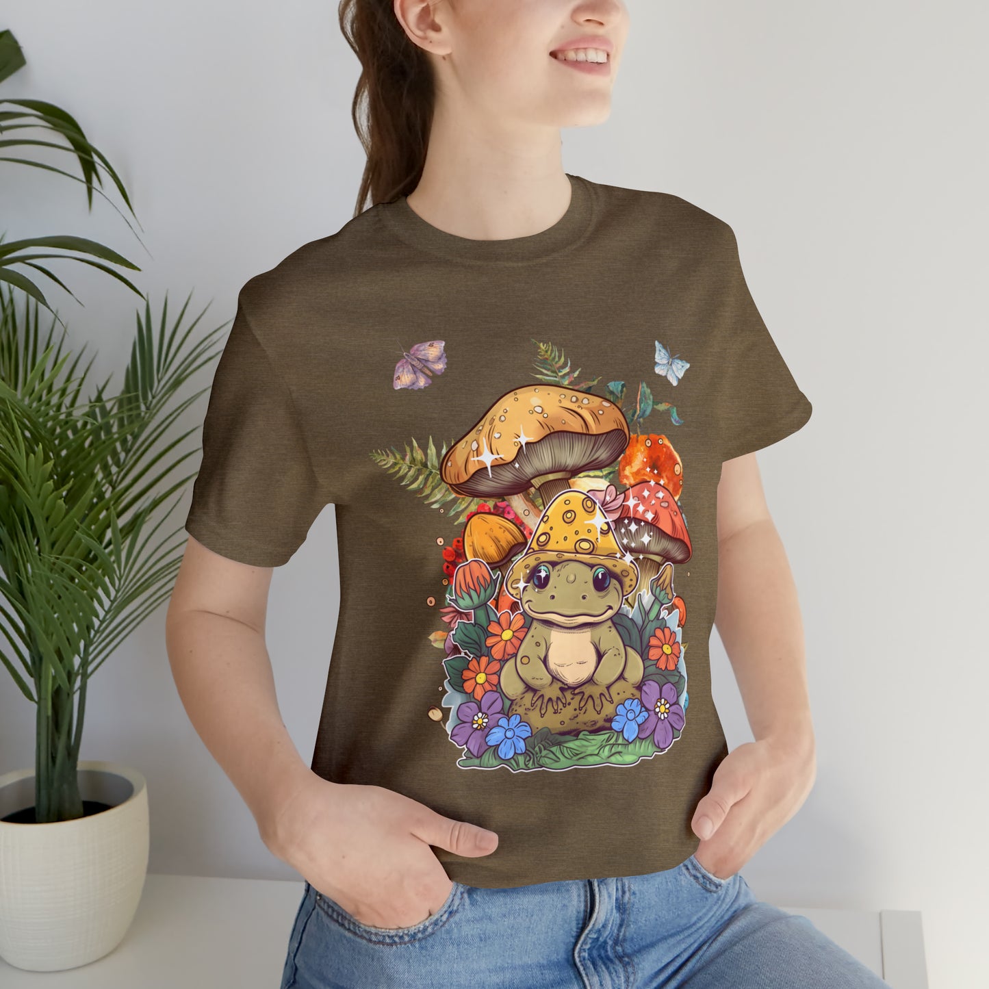 Frog and mushroom cute Unisex Jersey Short Sleeve Tee