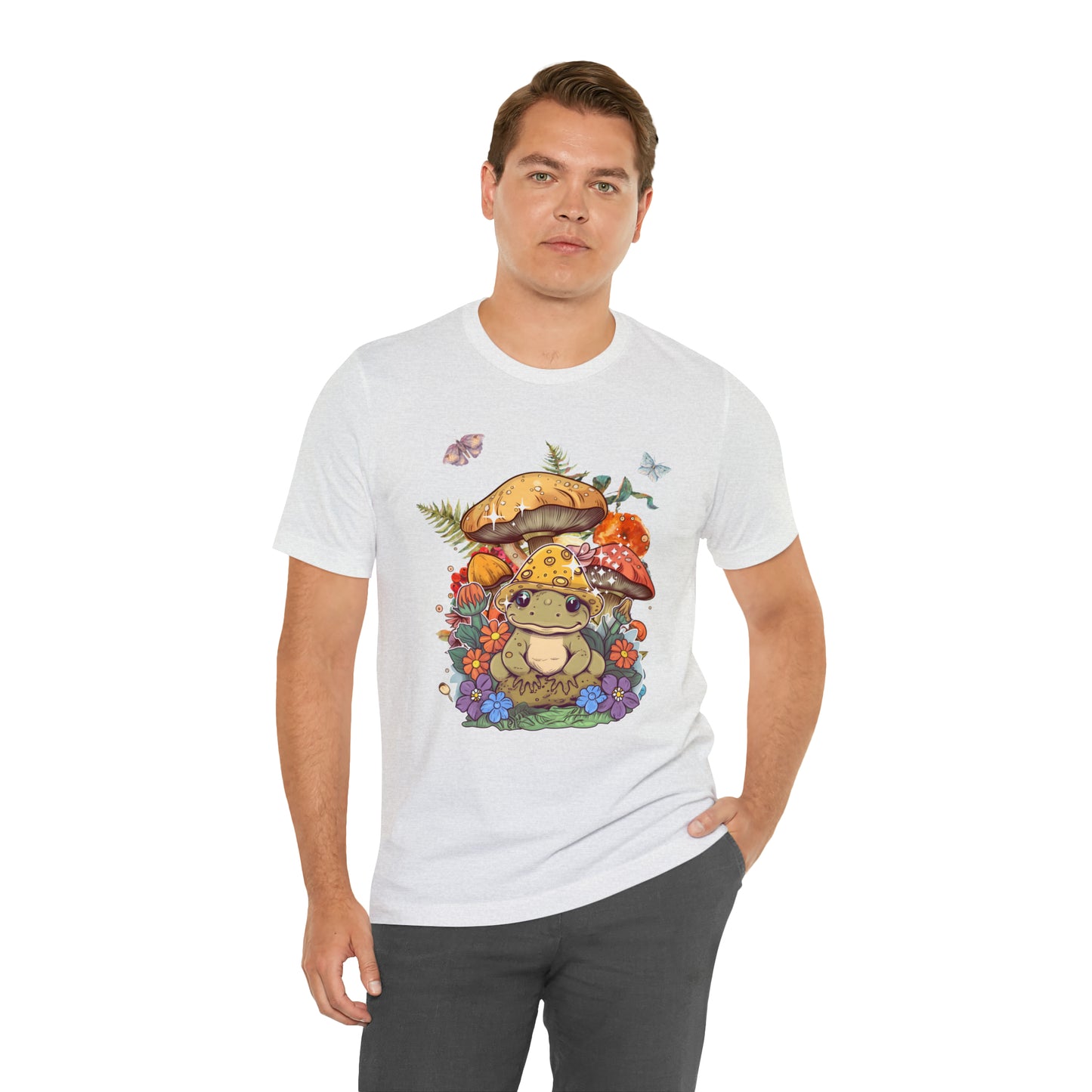 Frog and mushroom cute Unisex Jersey Short Sleeve Tee