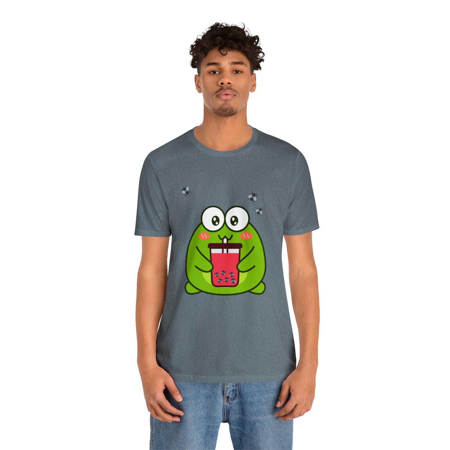 Frog loves boba tea Unisex Jersey Short Sleeve Tee