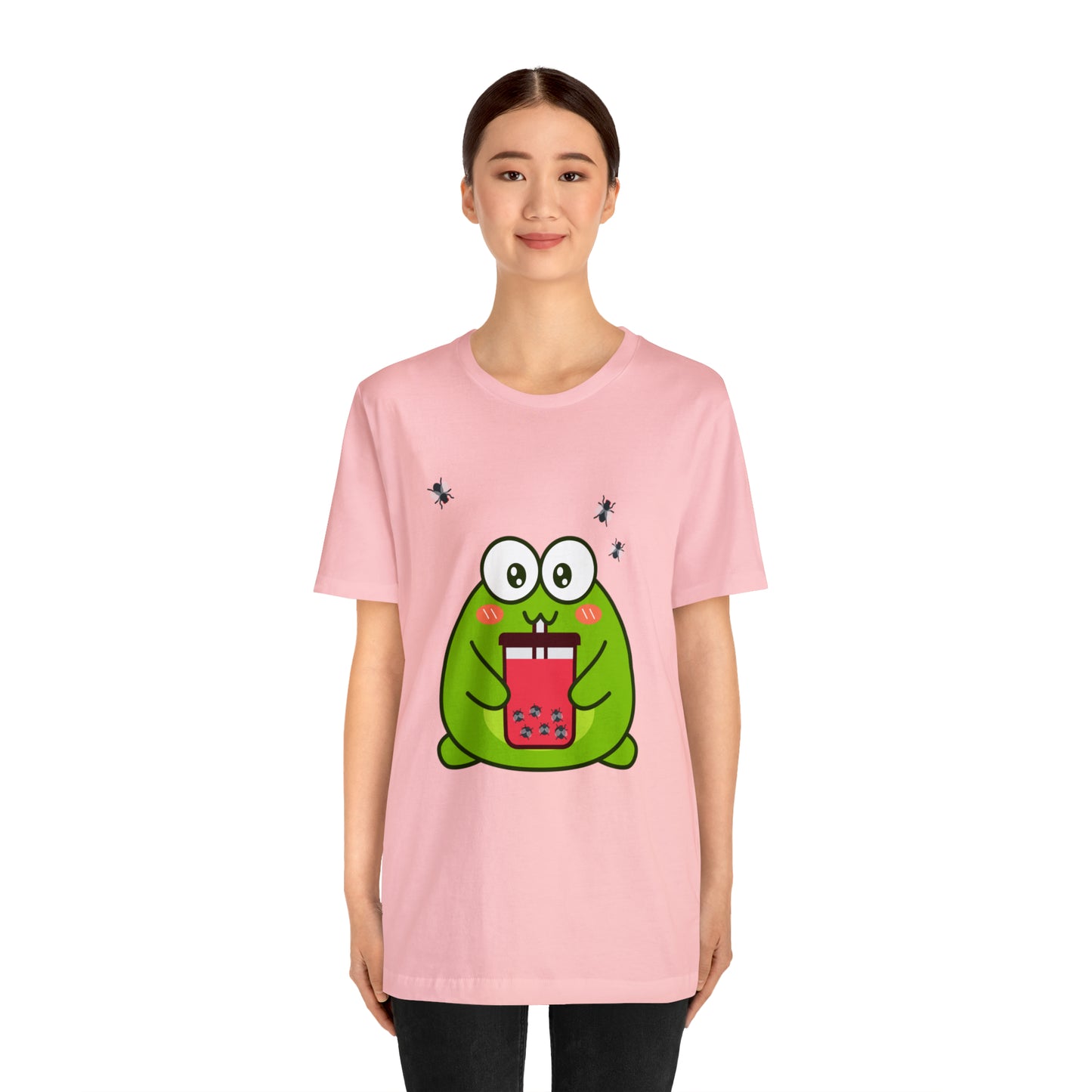 Frog loves boba tea Unisex Jersey Short Sleeve Tee