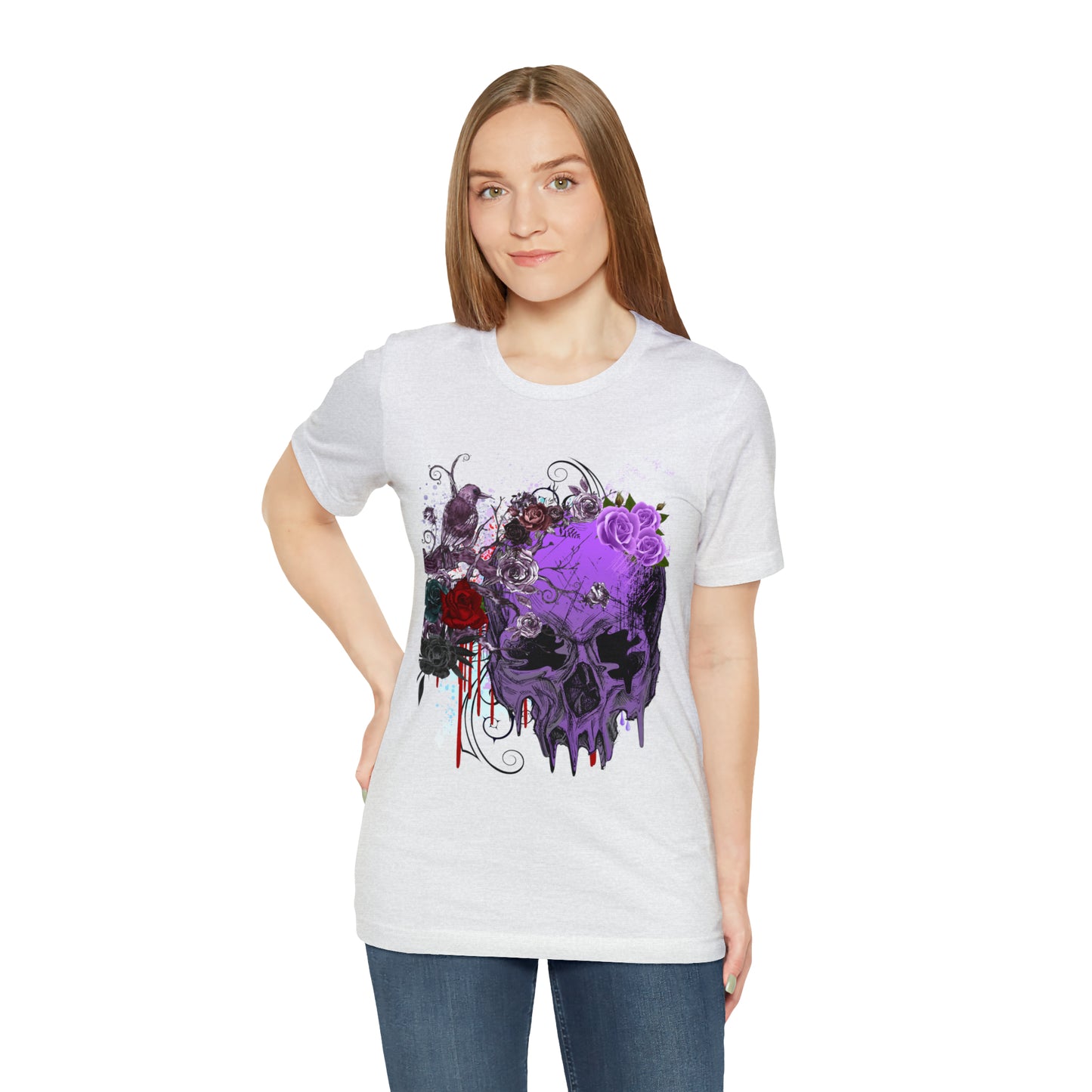 Halloween skull purple Unisex Jersey Short Sleeve Tee