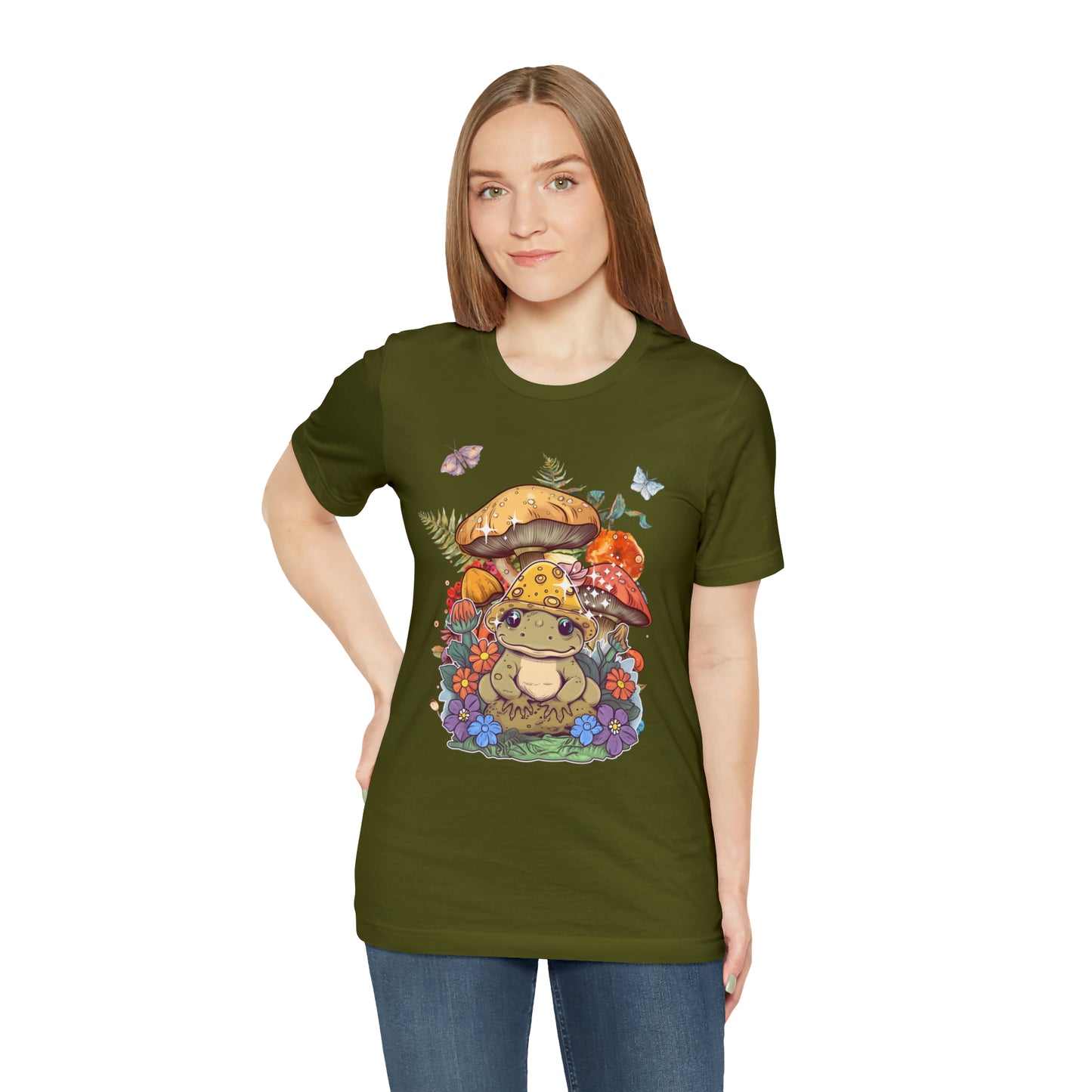 Frog and mushroom cute Unisex Jersey Short Sleeve Tee