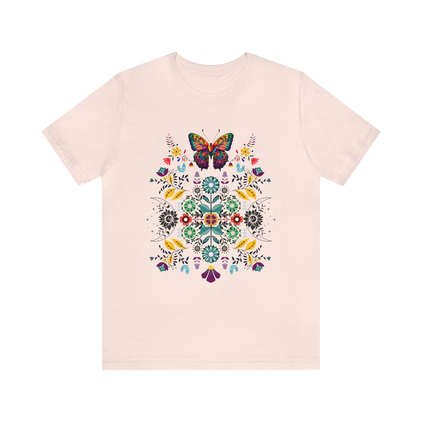 Celestial Folk art butterfly Unisex Jersey Short Sleeve Tee