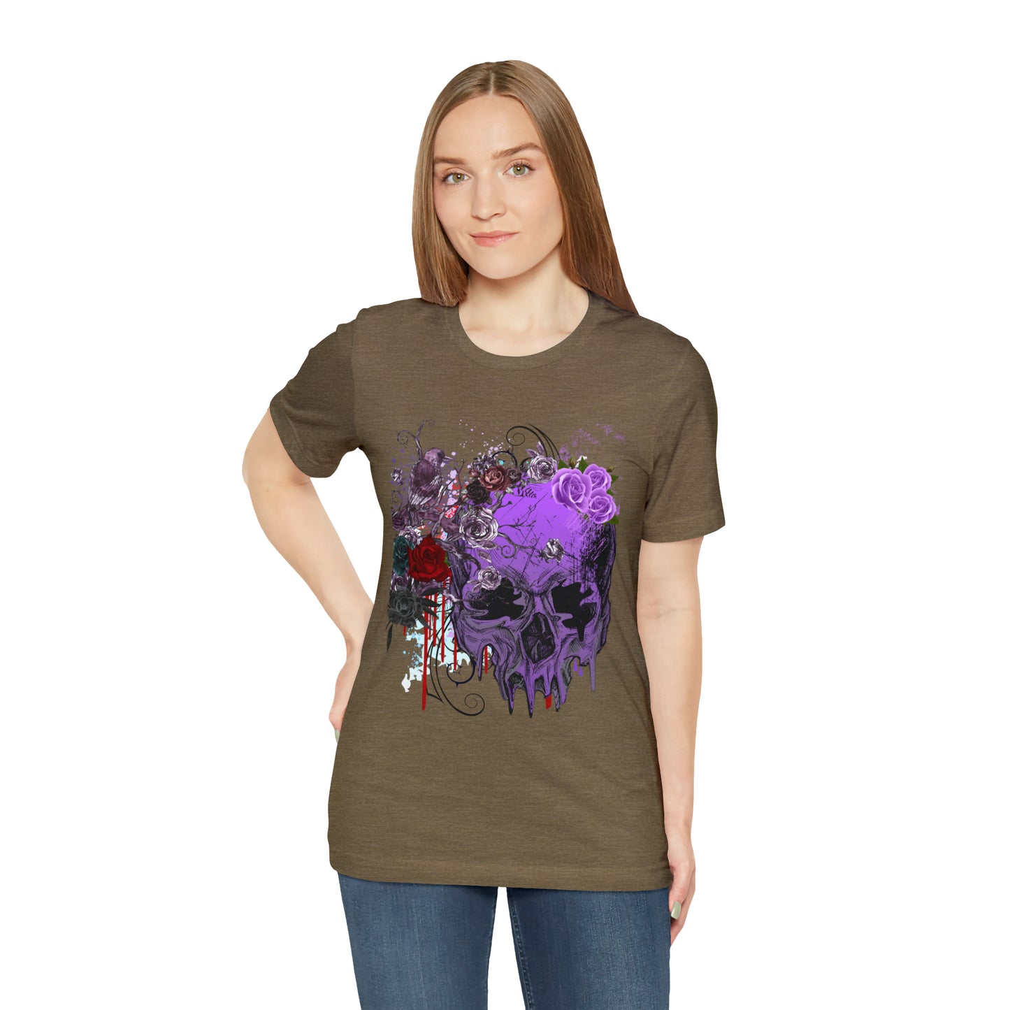 Halloween skull purple Unisex Jersey Short Sleeve Tee